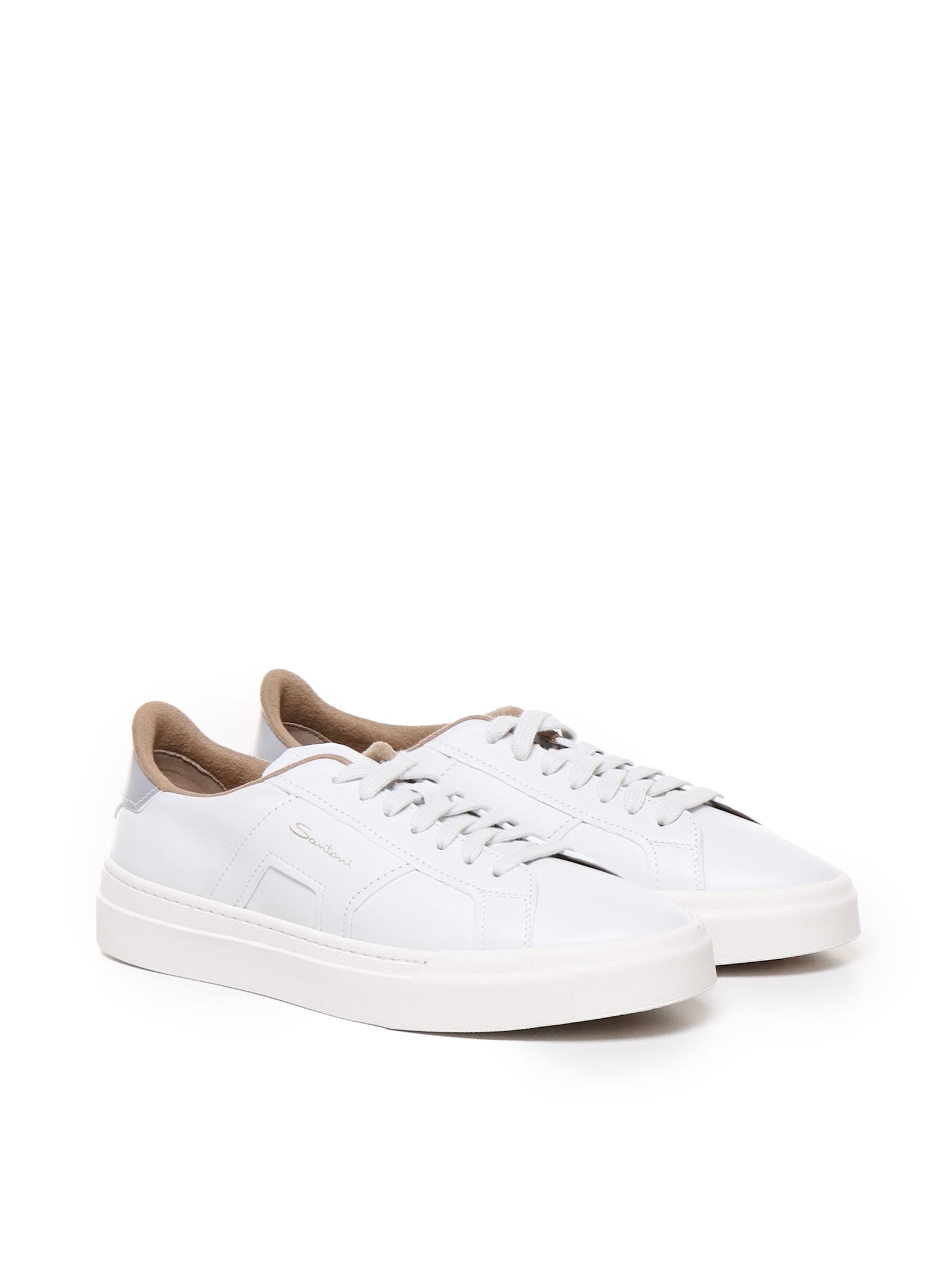 Shop Santoni Sneakers In Suede In Soft Cream