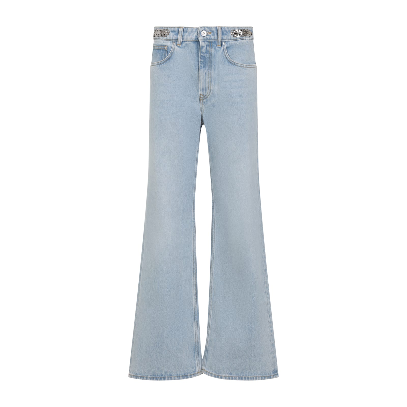 Rabanne Flared High-waisted Blue Denim Jeans In Lightbluedenim