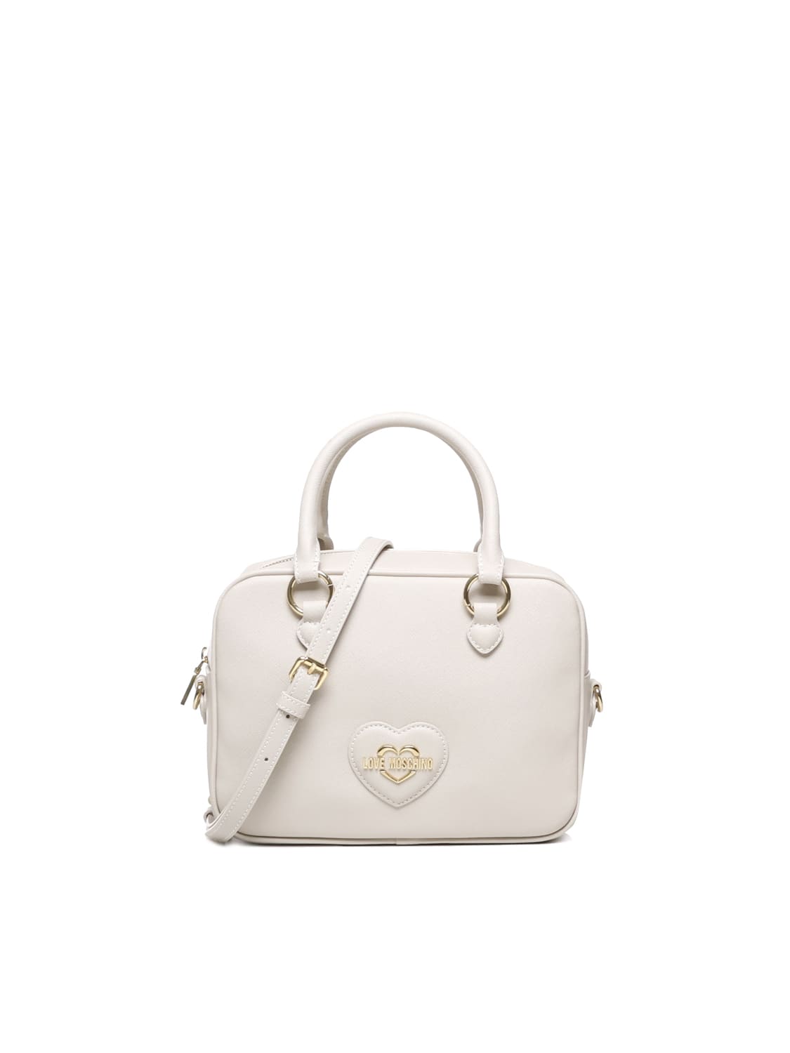 Shop Love Moschino Tote Bag With Logo Plaque In Ivory