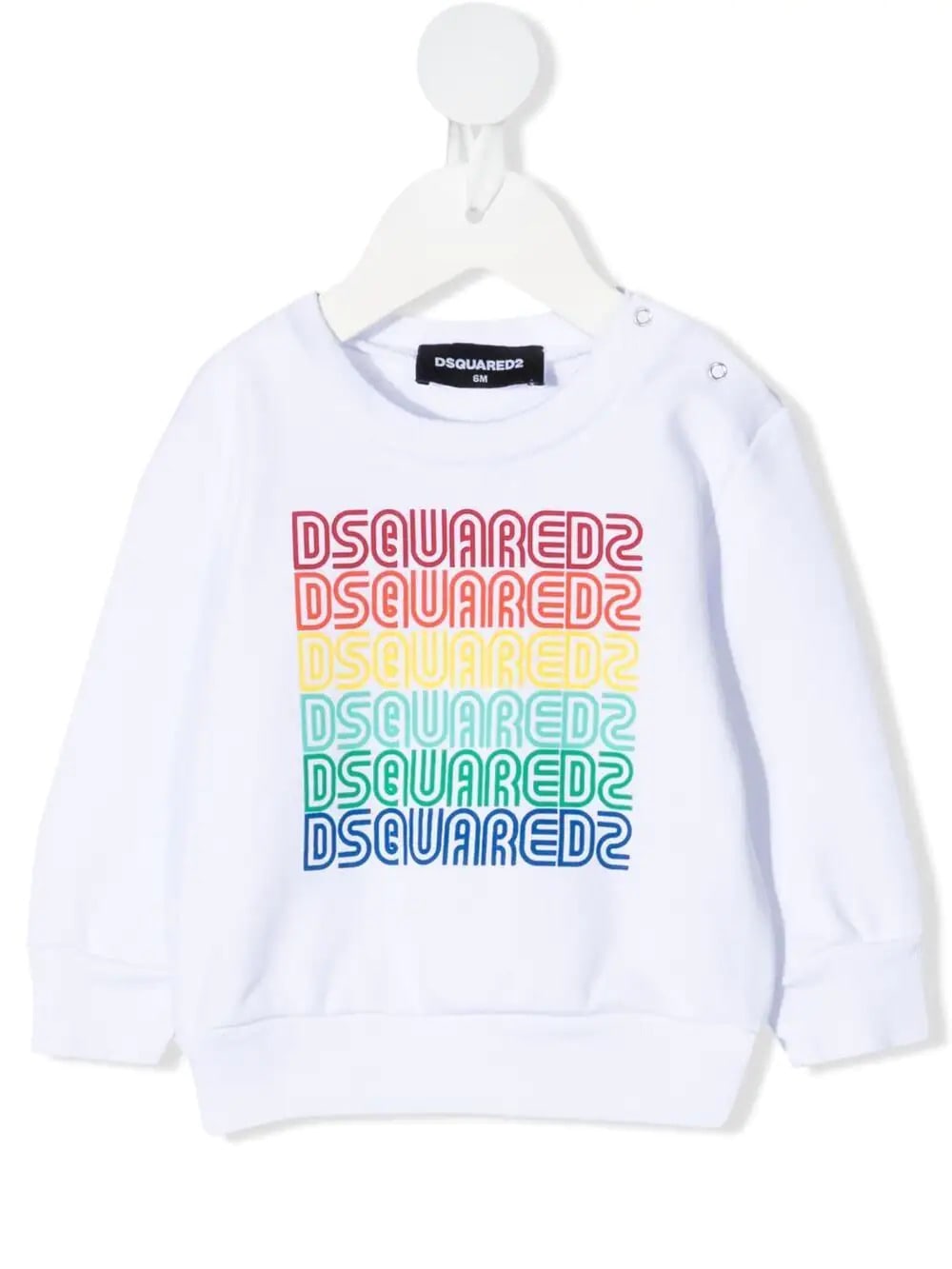 Dsquared2 Newborn White D2kids Rainbow Logo Sweatshirt