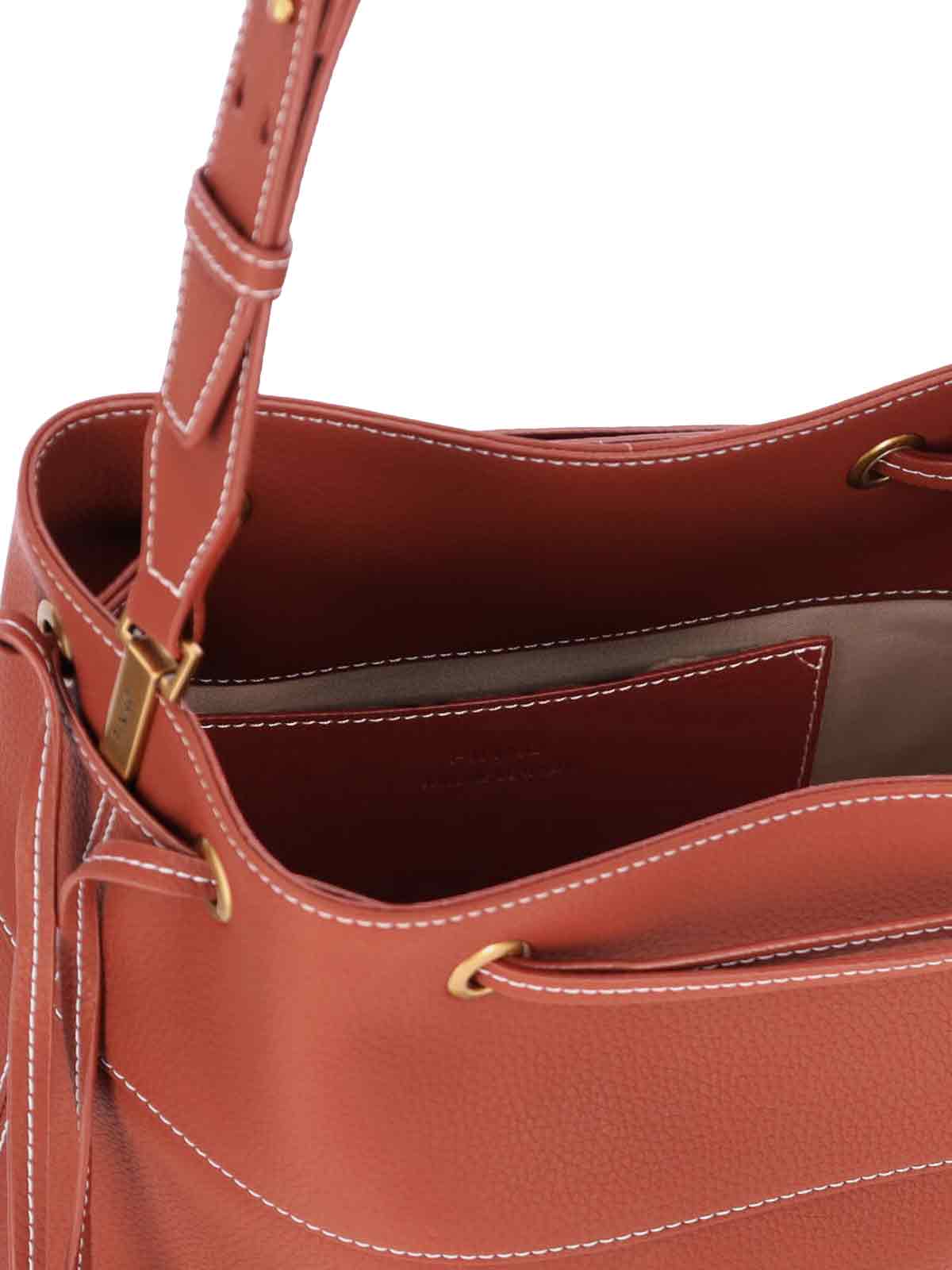 Pinko Logo Bucket Bag In Brown