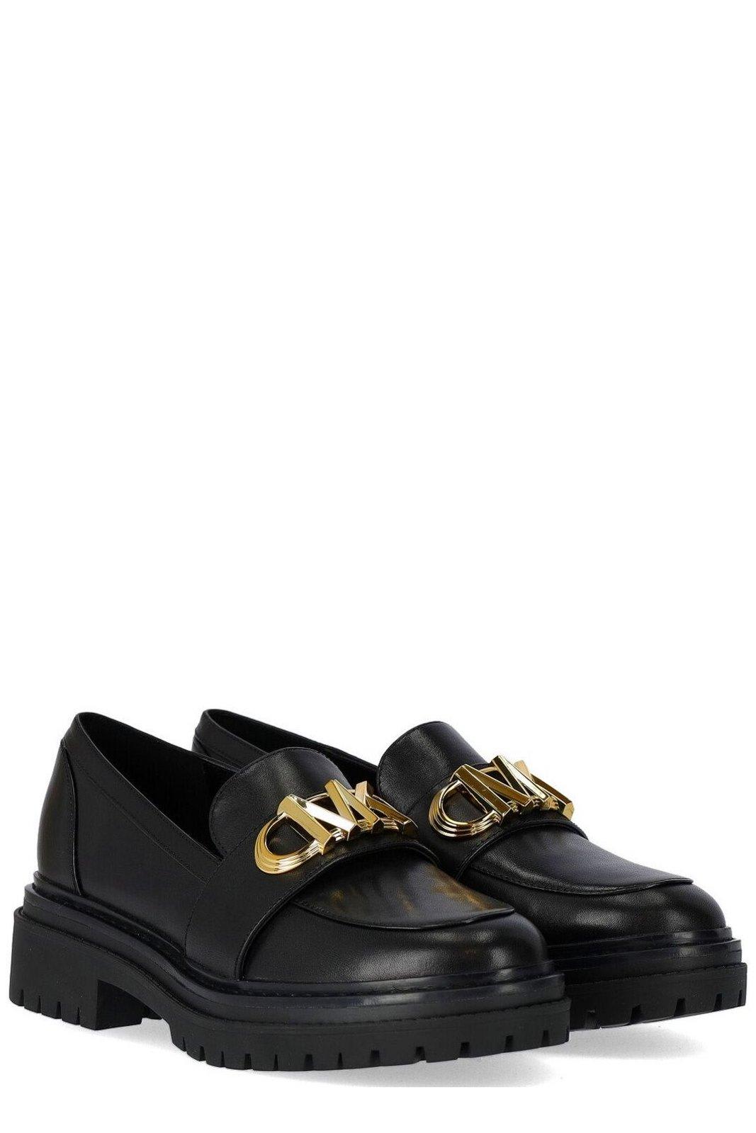 Shop Michael Michael Kors Logo Plaque Slip-on Loafers In Black