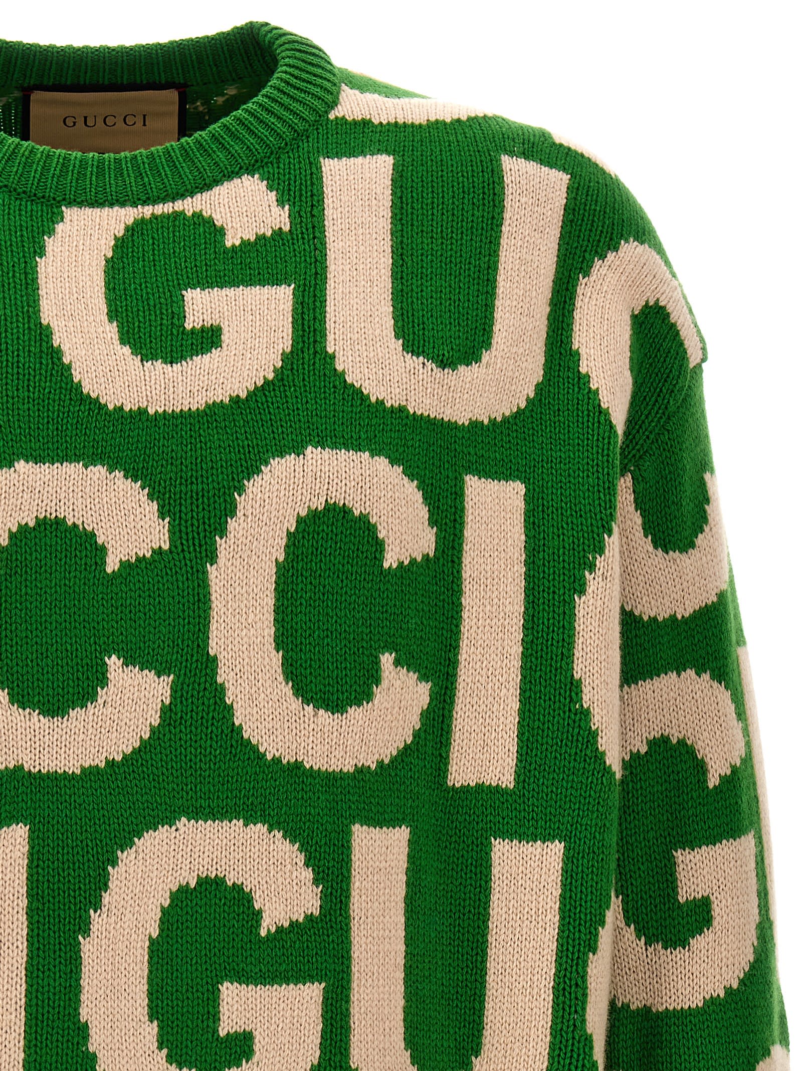Shop Gucci Logo Sweater In Green