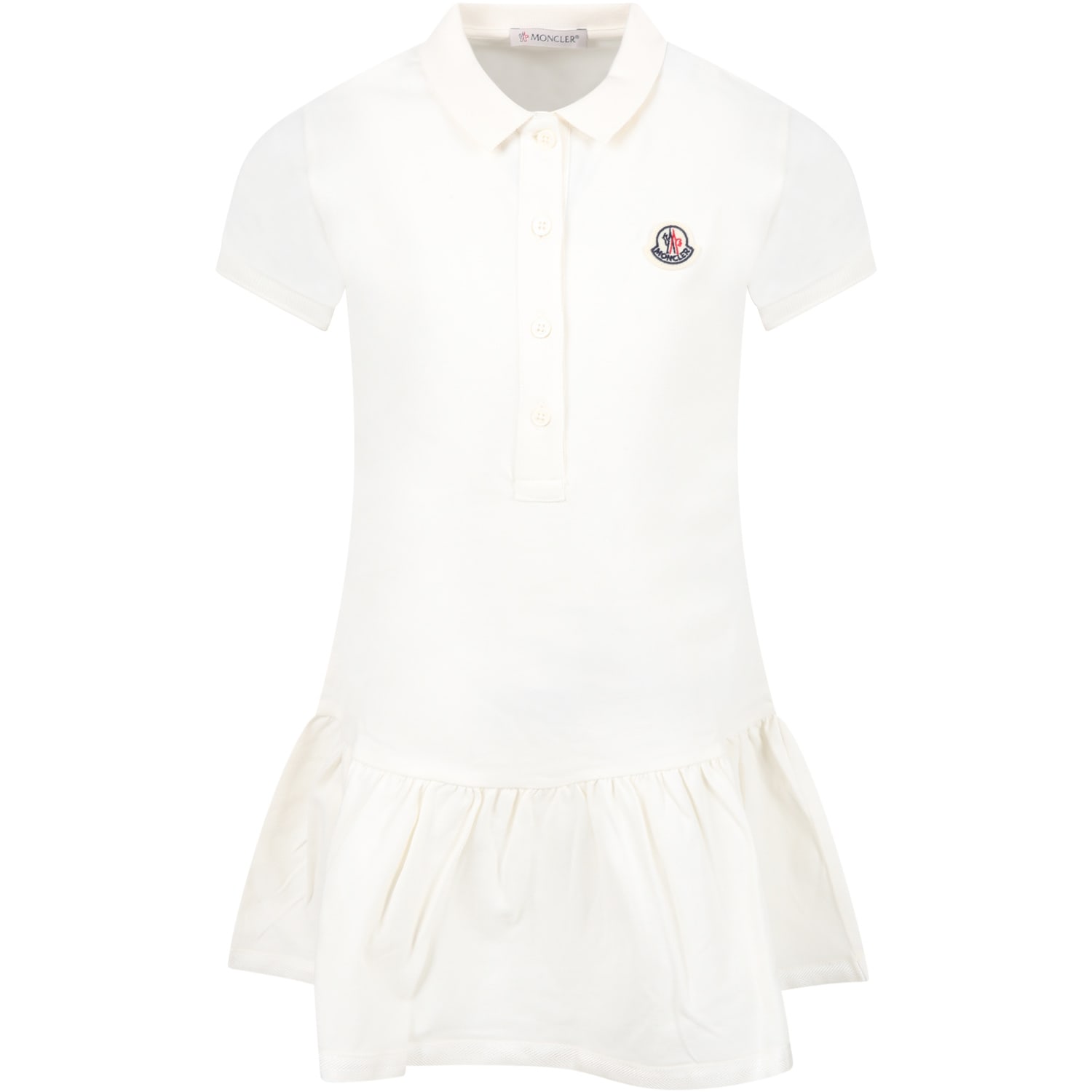 Moncler Ivory Dress For Girl With Iconic Patch