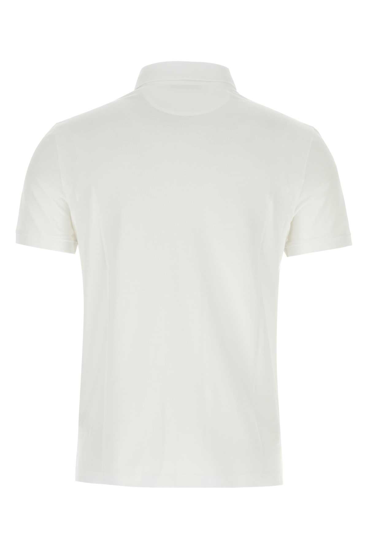 Shop Valentino White Piquet Polo Shirt In Bianco