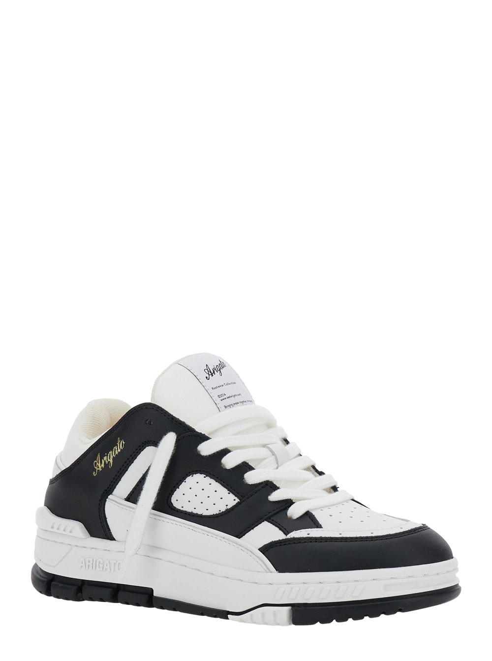 Axel Arigato 'area Lo' Black And White Low Top Sneakers With Laminated Leather In Leather Blend Woman In White