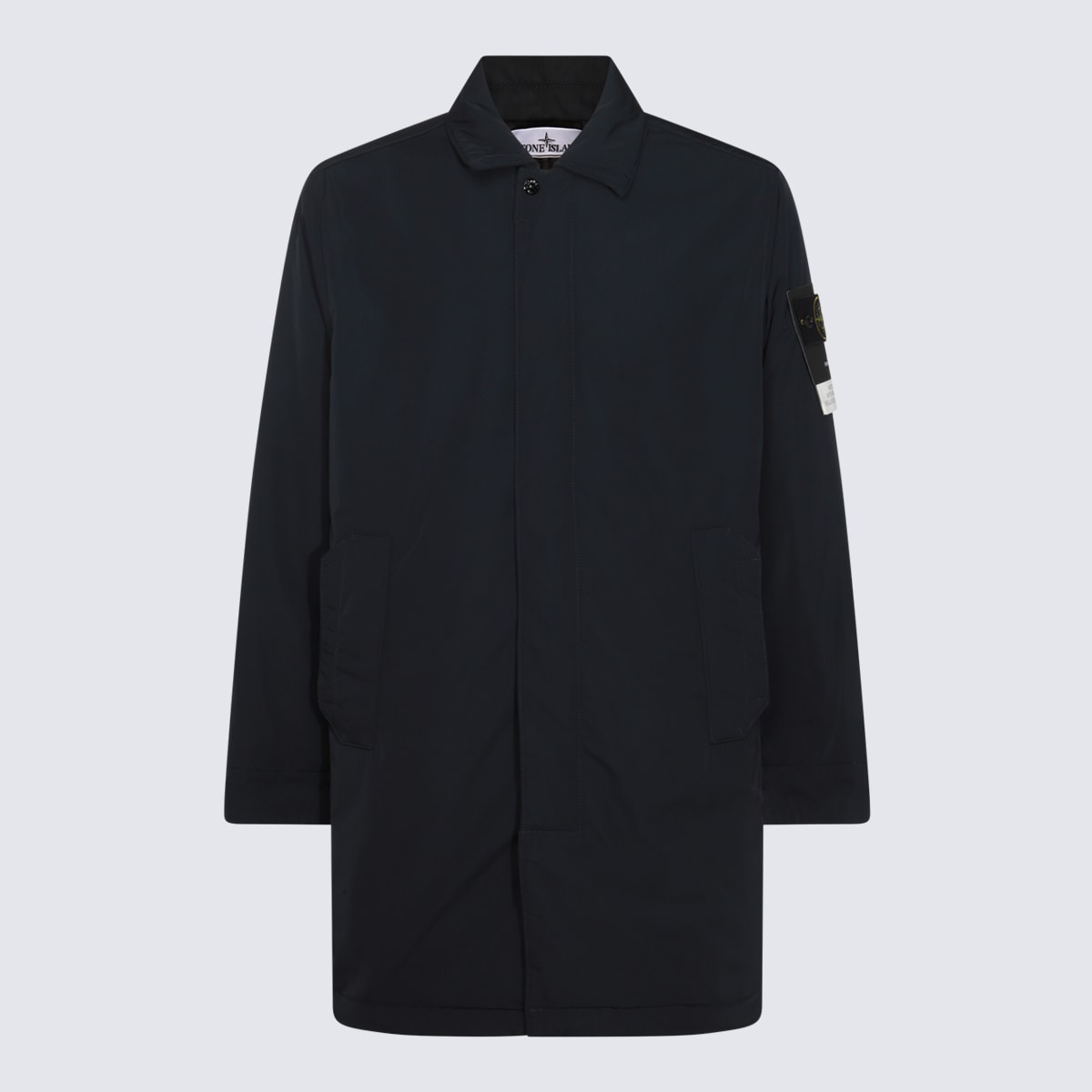 Shop Stone Island Navy Blue Coat