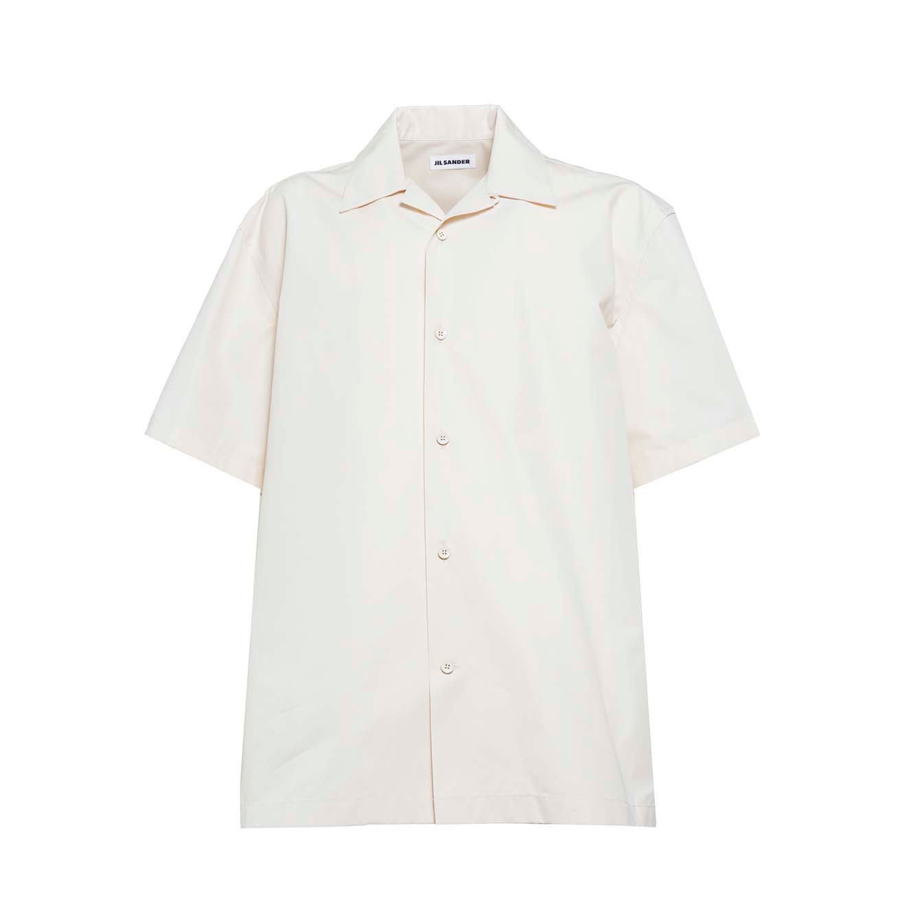 Shop Jil Sander Short-sleeved Poplin Shirt In Ecrù