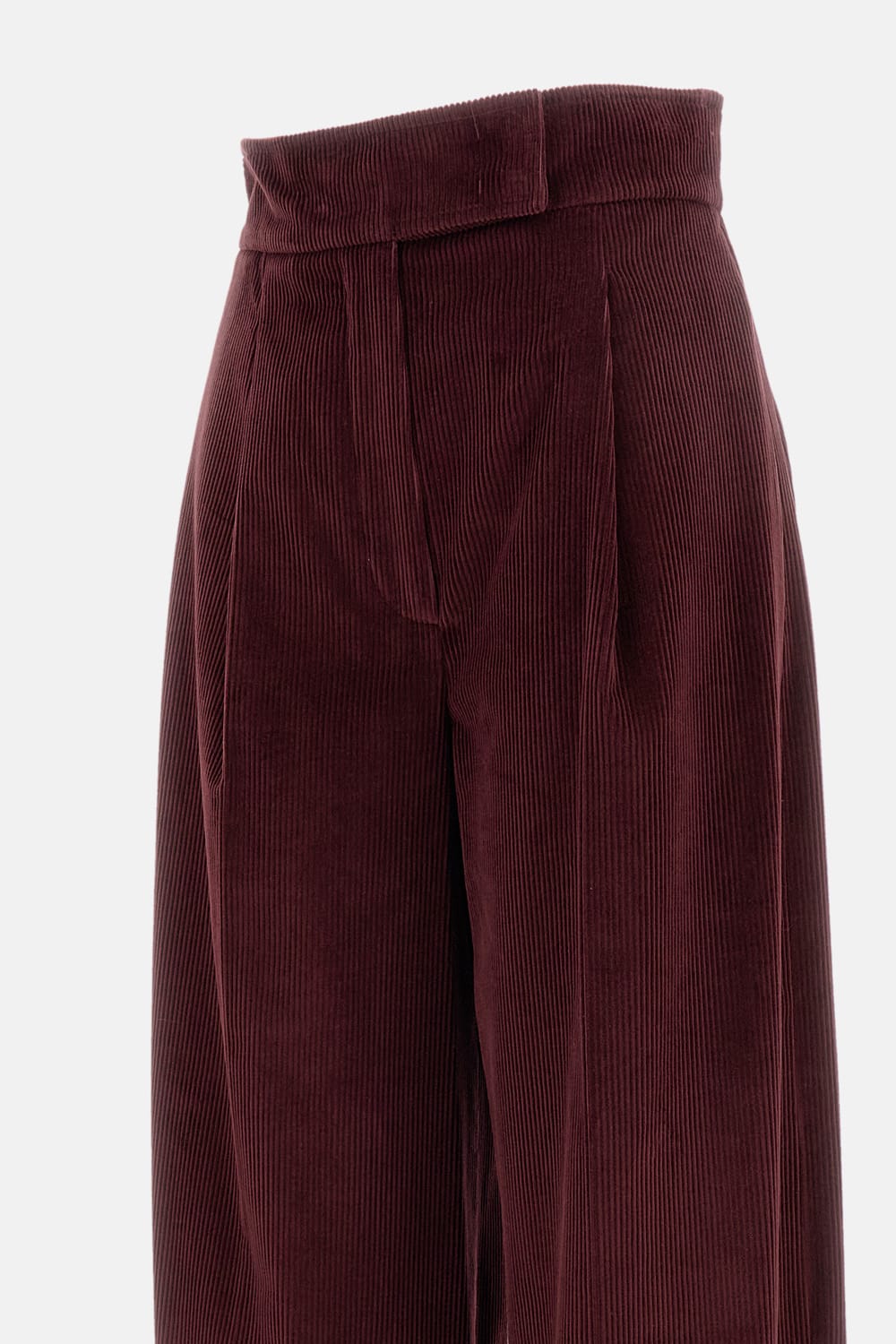Max Mara Pleated Cotton-corduroy Wide-leg Pants In Red