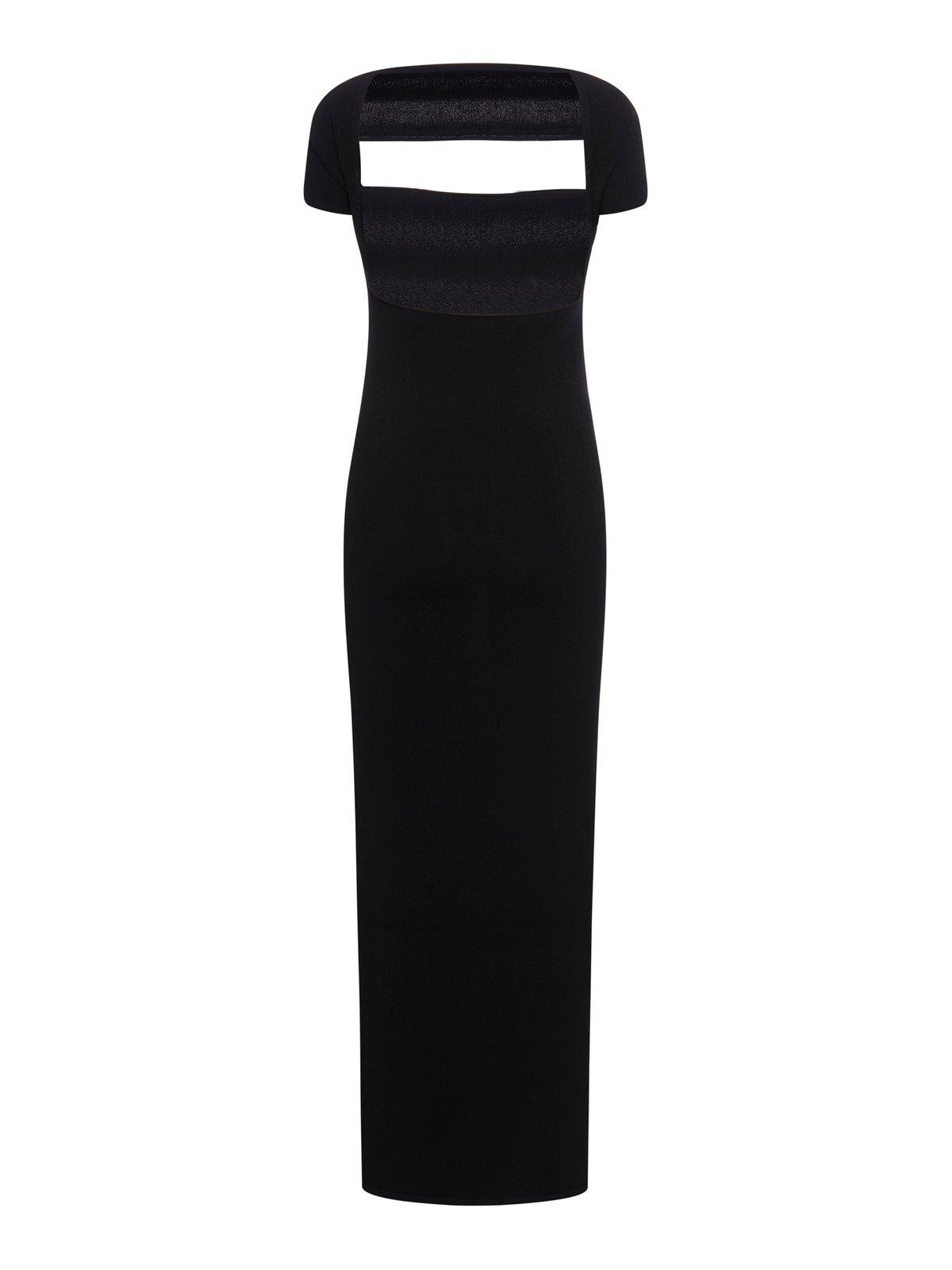 Shop Totême Boat-neck Knitted Maxi Dress In Black