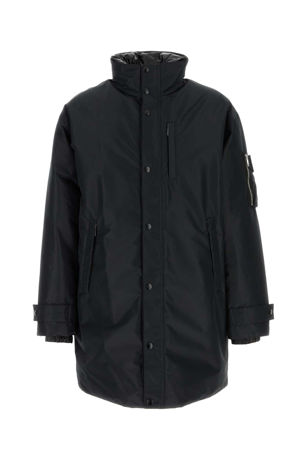 Shop Prada Black Polyester Down Jacket In Nero