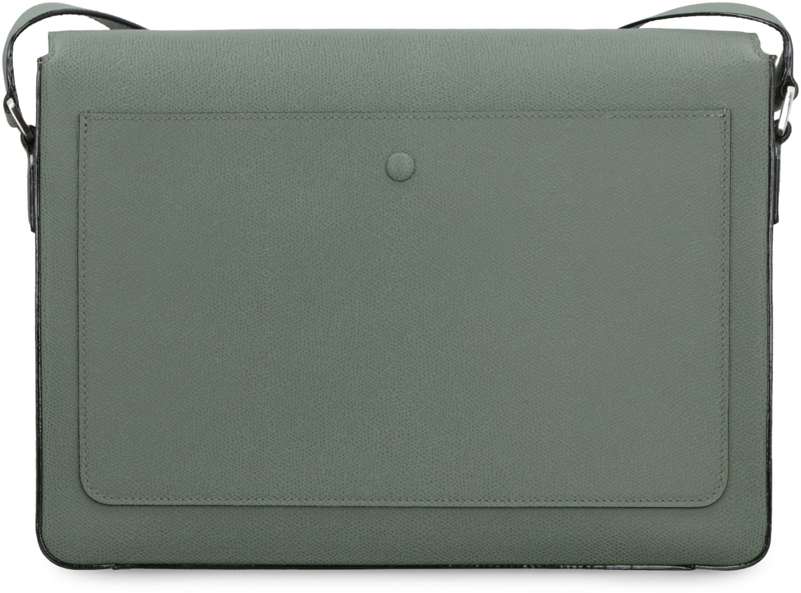 Shop Valextra V-line Leather Messenger Bag In Green