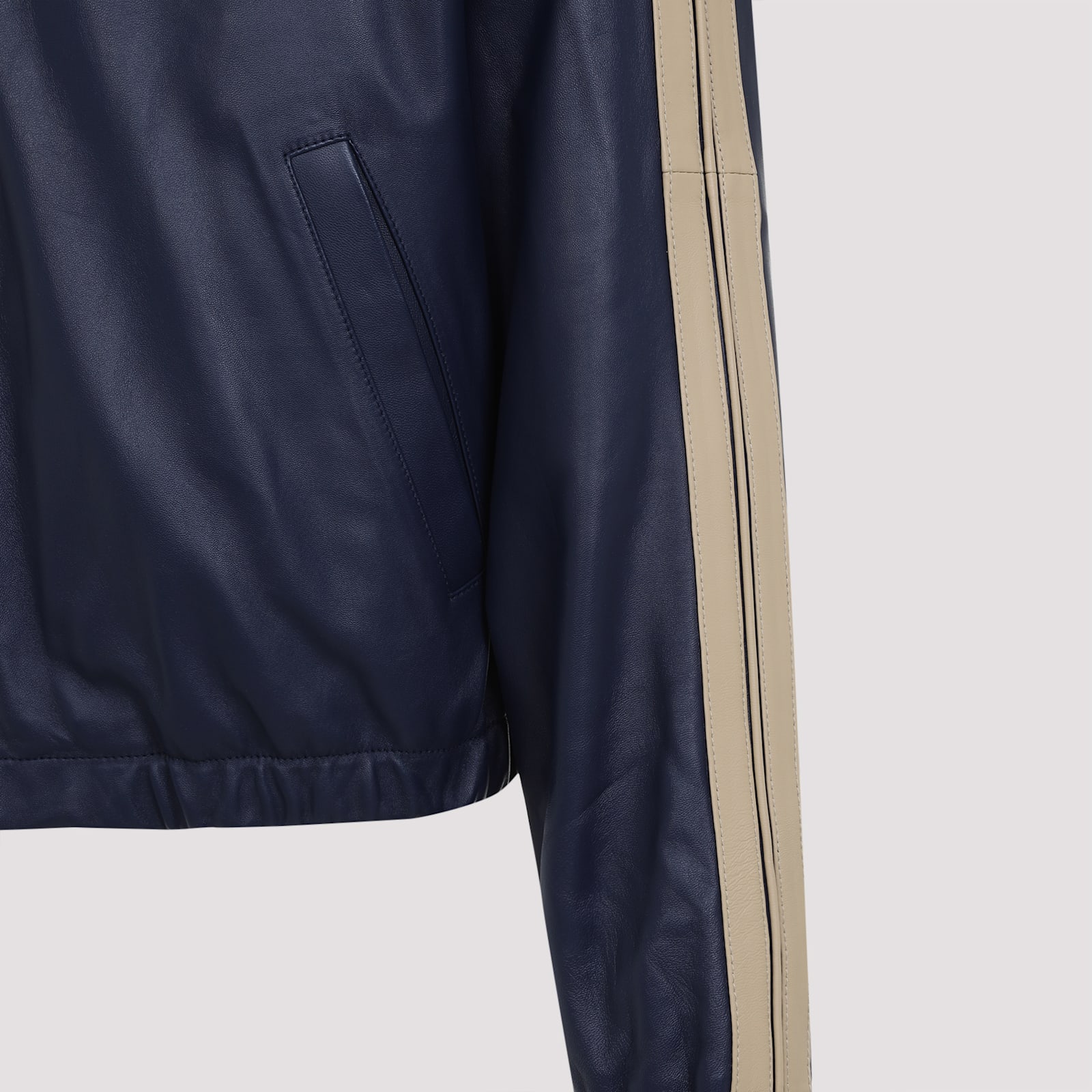 Shop Marni Ovine Leather Jacket In Blue China