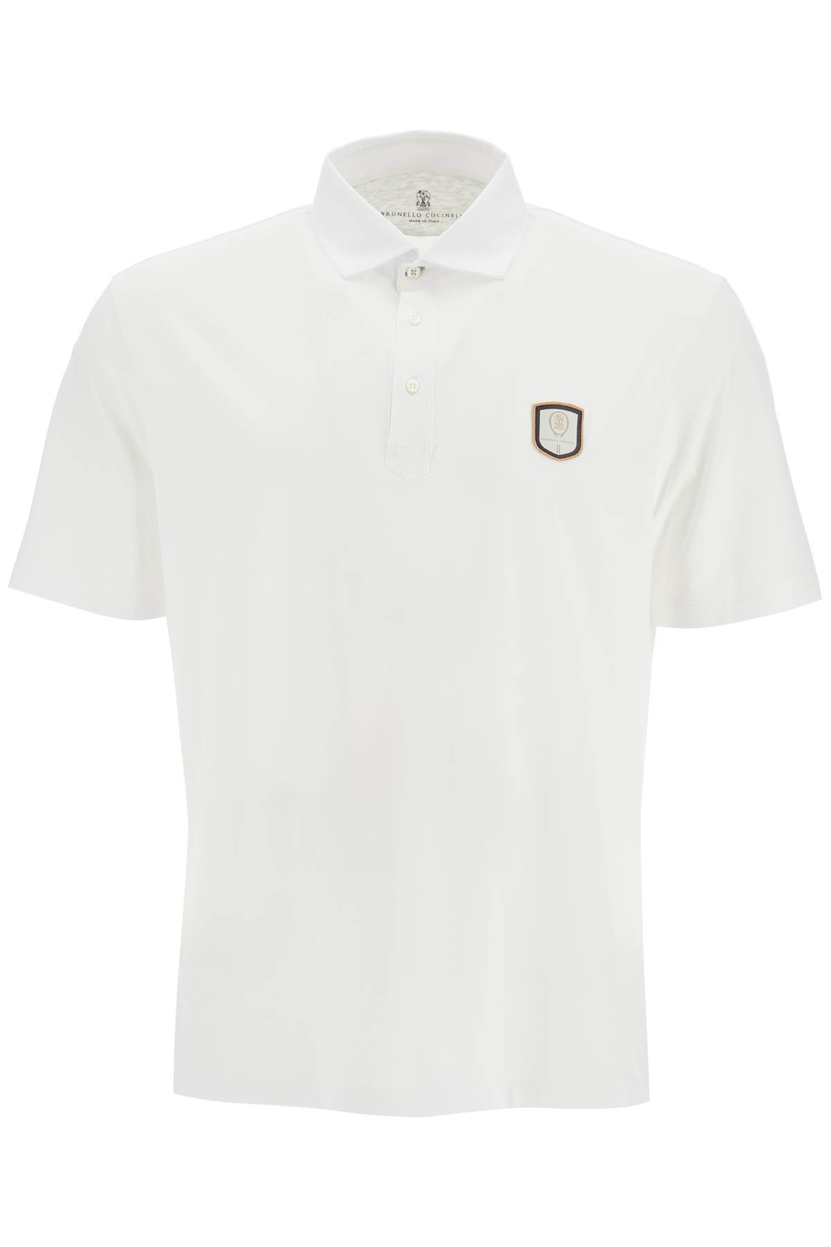 Shop Brunello Cucinelli Technical Jersey Polo Shirt In Bianco+grigio Chiaro (white)