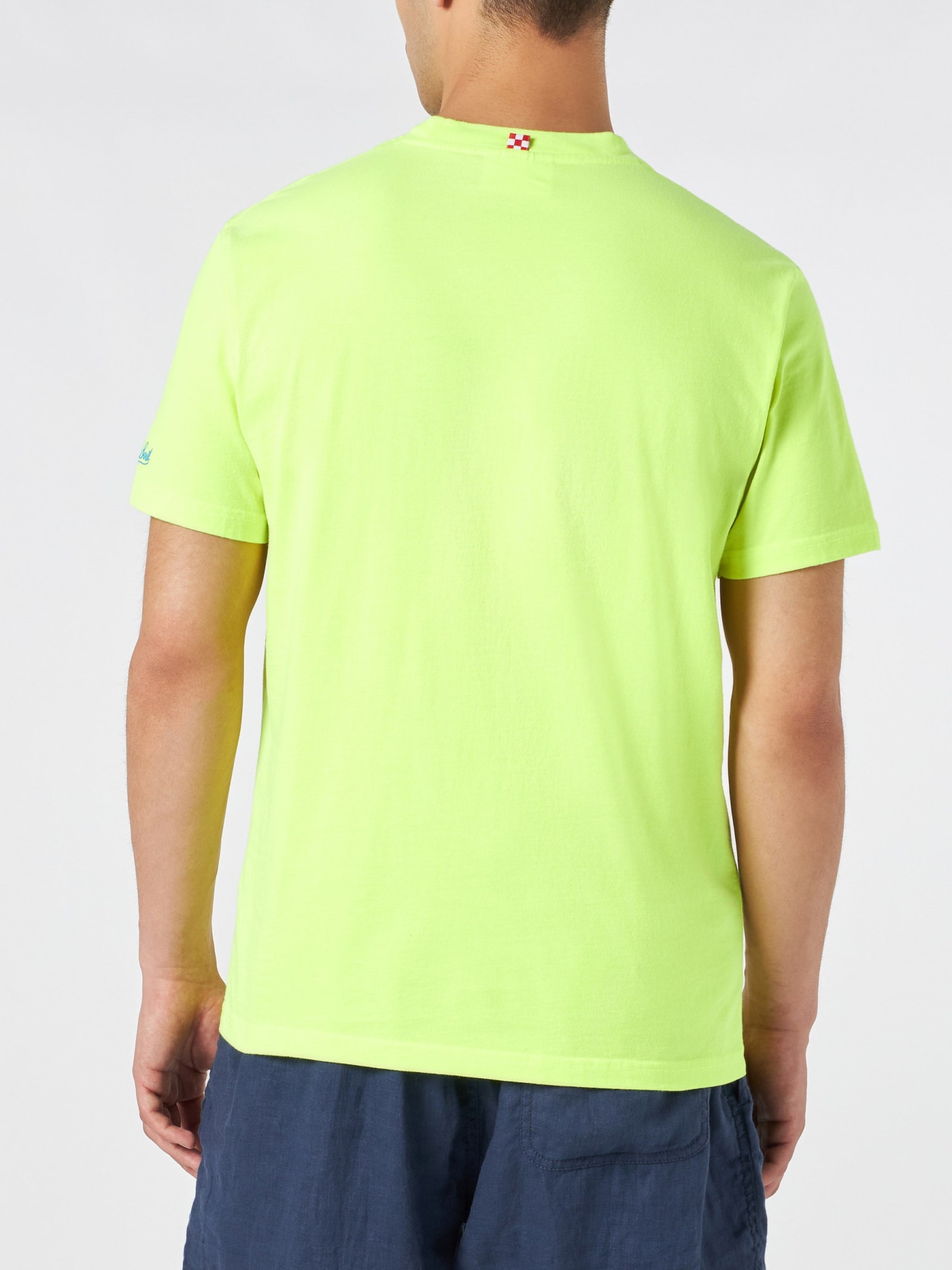 Mc2 Saint Barth Man Cotton T-shirt With Fiat 500 Print Fiat 500© Special Edition In Yellow