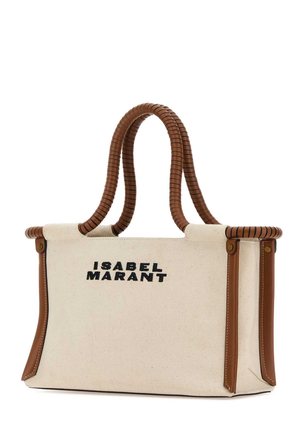 Shop Isabel Marant Sand Canvas Toledo Mini Shopping Bag In Ecrucognac