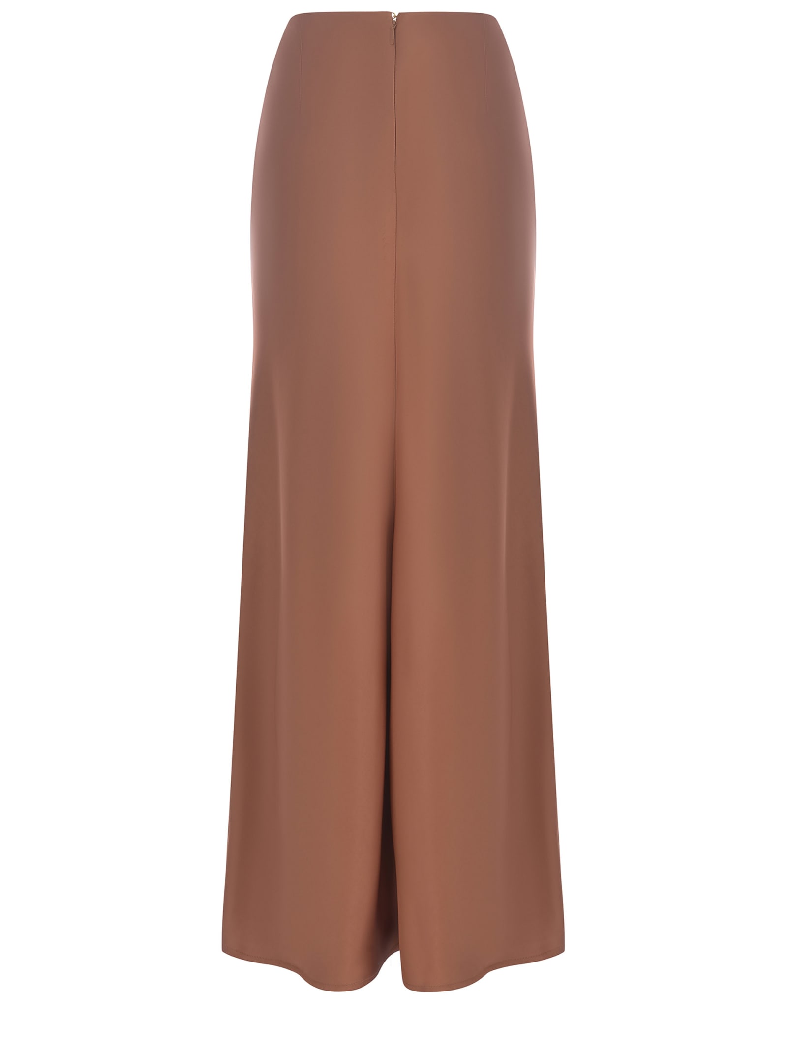 Shop Pinko Long Skirt  Conversion Made Of Shiny Satin In Brown