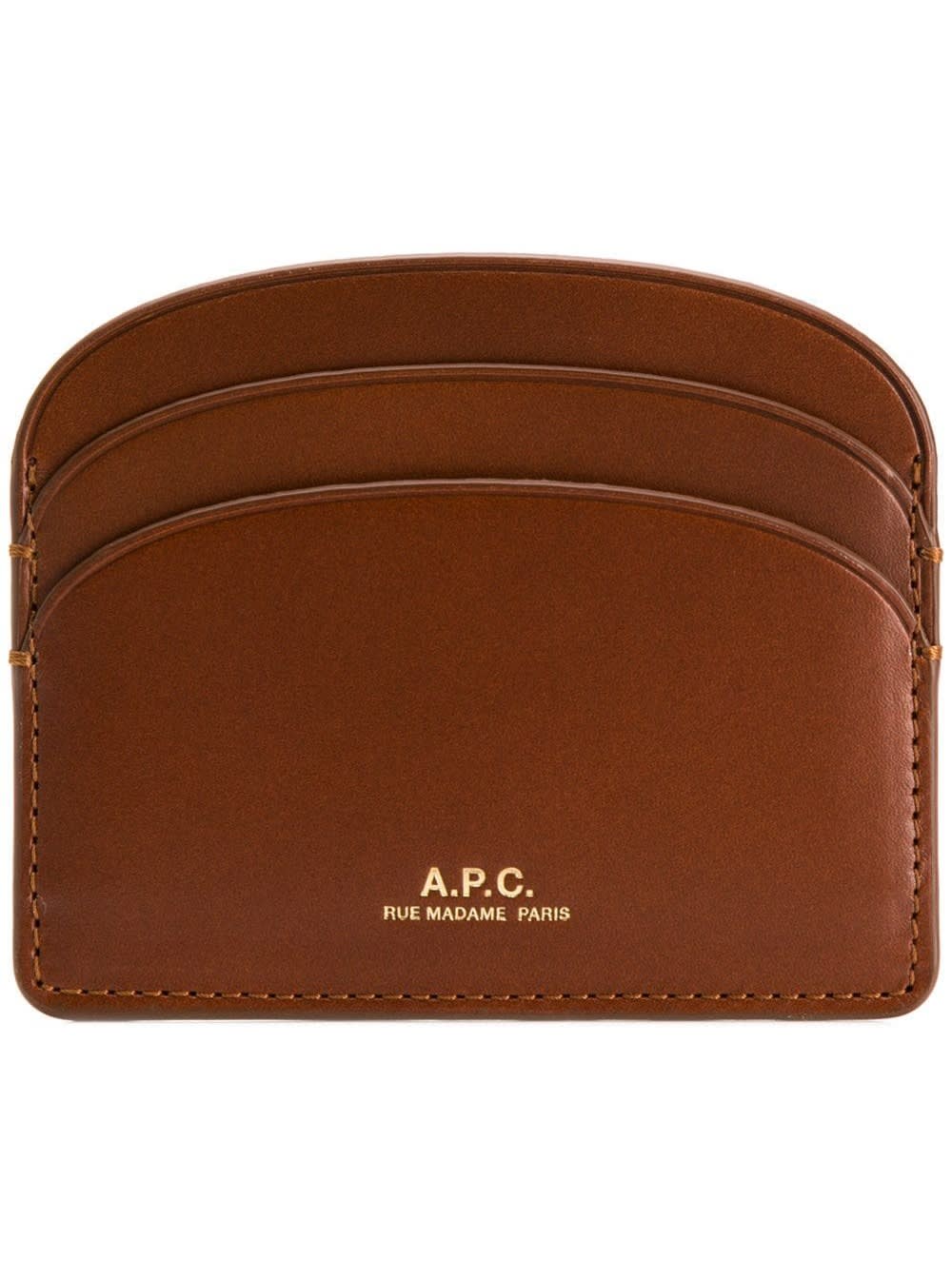A.P.C. Demi Lune Brown Leather Card Holder With Logo A.p.c. Woman