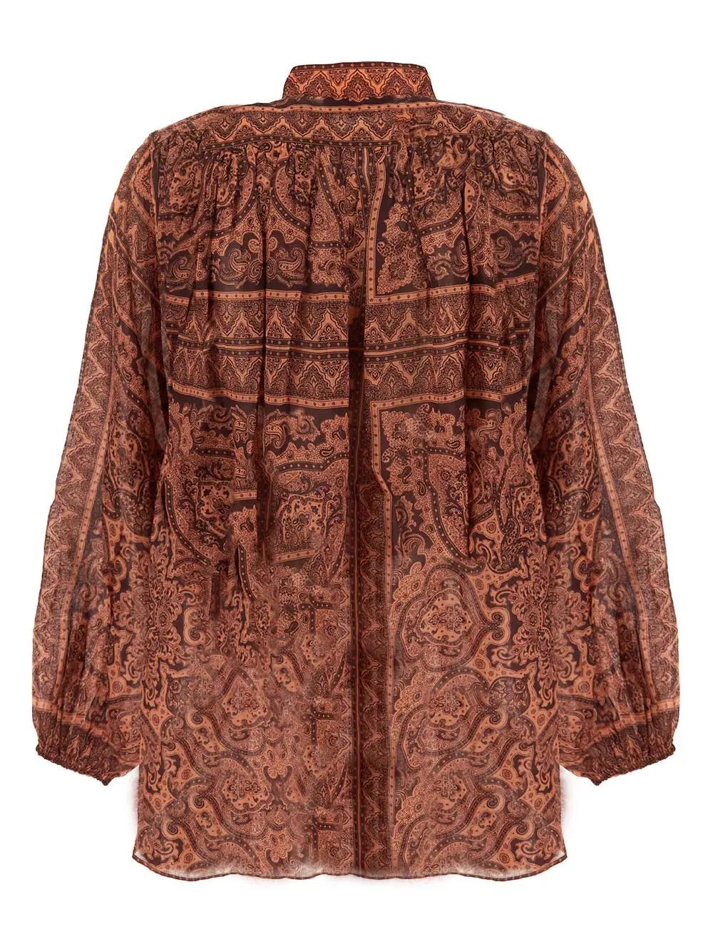 Shop Zimmermann Ottie Tunic Top In Coral Paisley