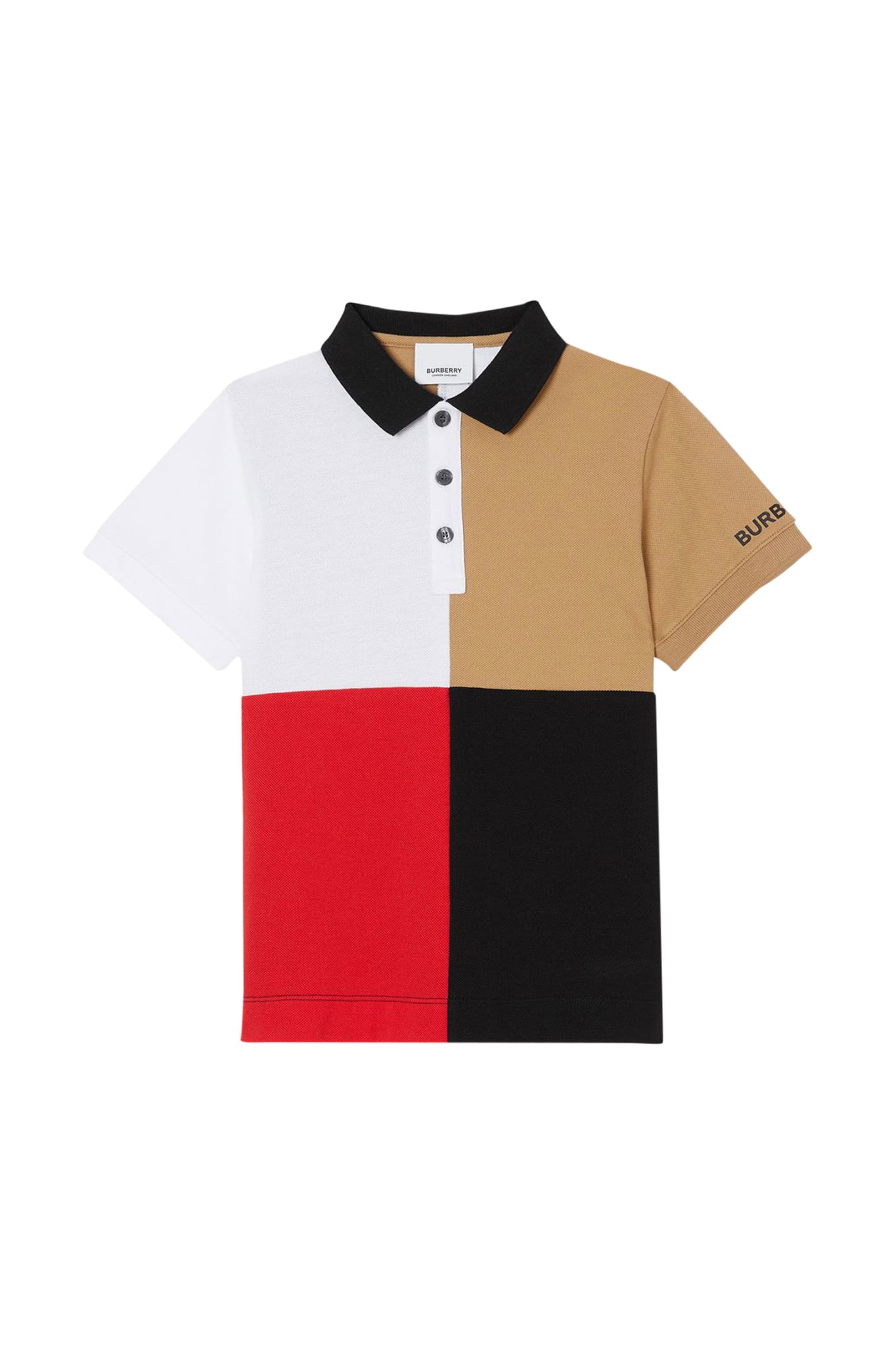 BURBERRY KIDS POLO WITH COLOR-BLOCK DESIGN,11241340