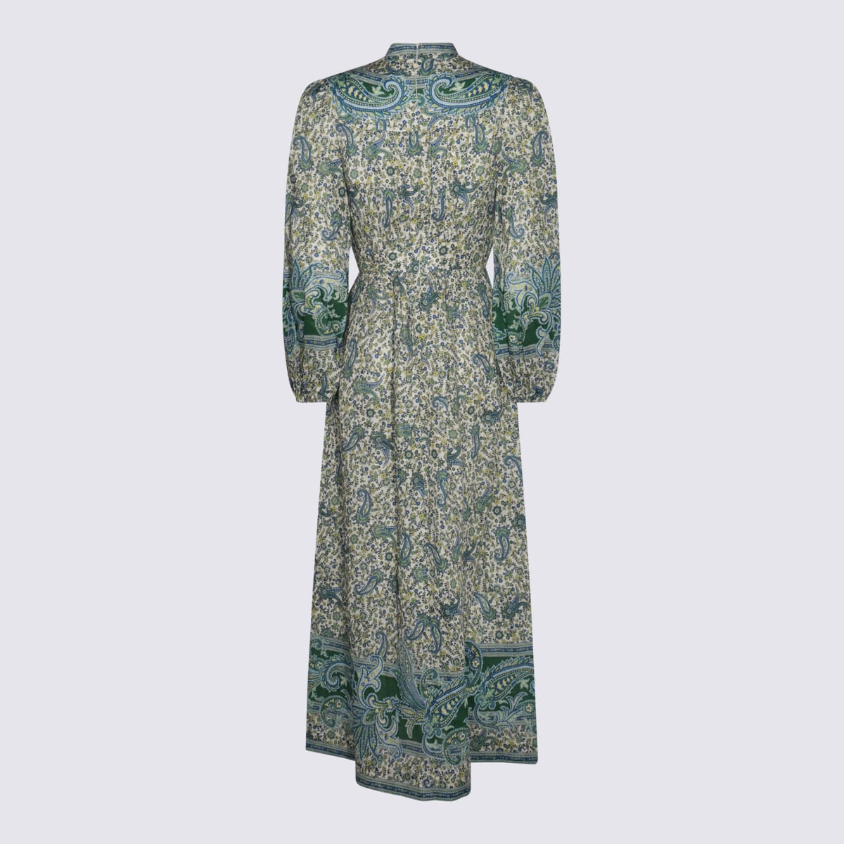 Shop Zimmermann Green Linen Dress In Green Paisley