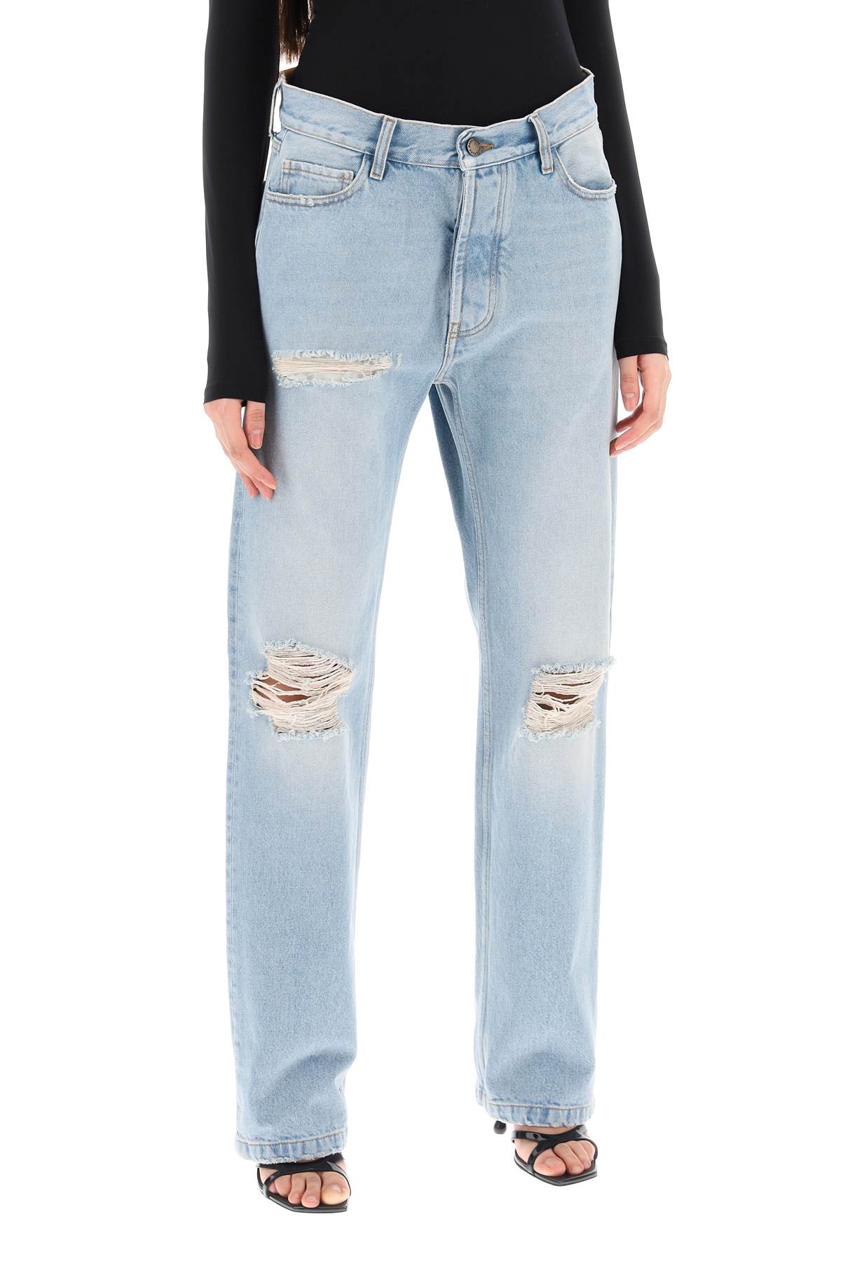 Shop Darkpark Naomi Jeans With Rips And Cut Outs In Blue