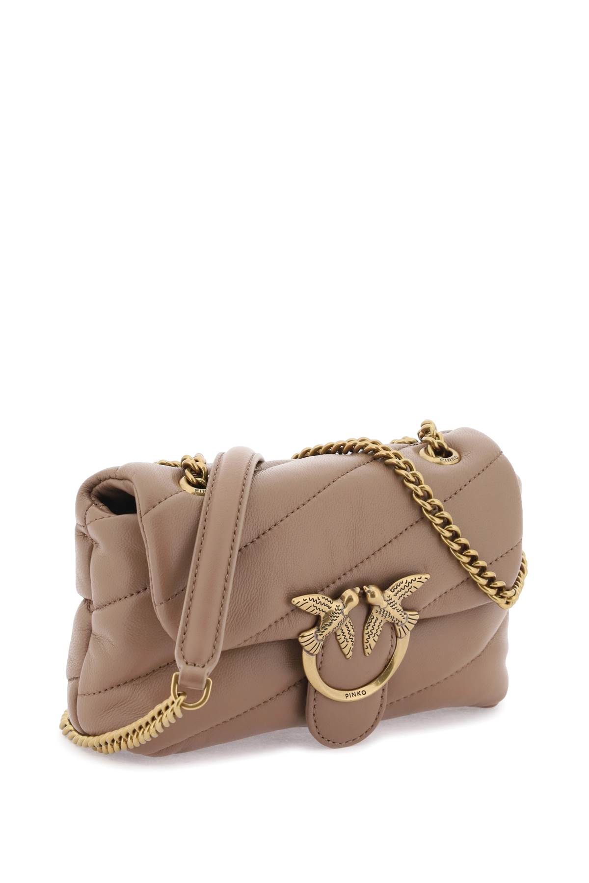 Pinko Love Baby Puff Quilt Bag In Biscotto Zenzero Antique Gold (brown)