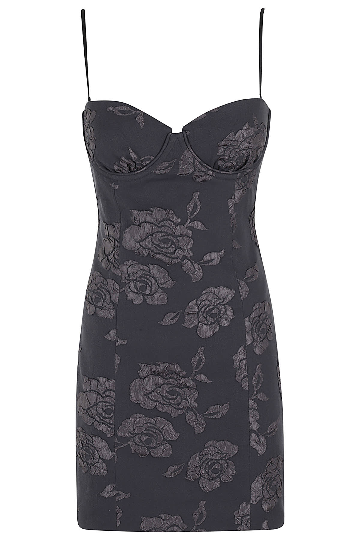 Shop Rotate Birger Christensen 3d Flower Mini Dress In Grey Pinstripe