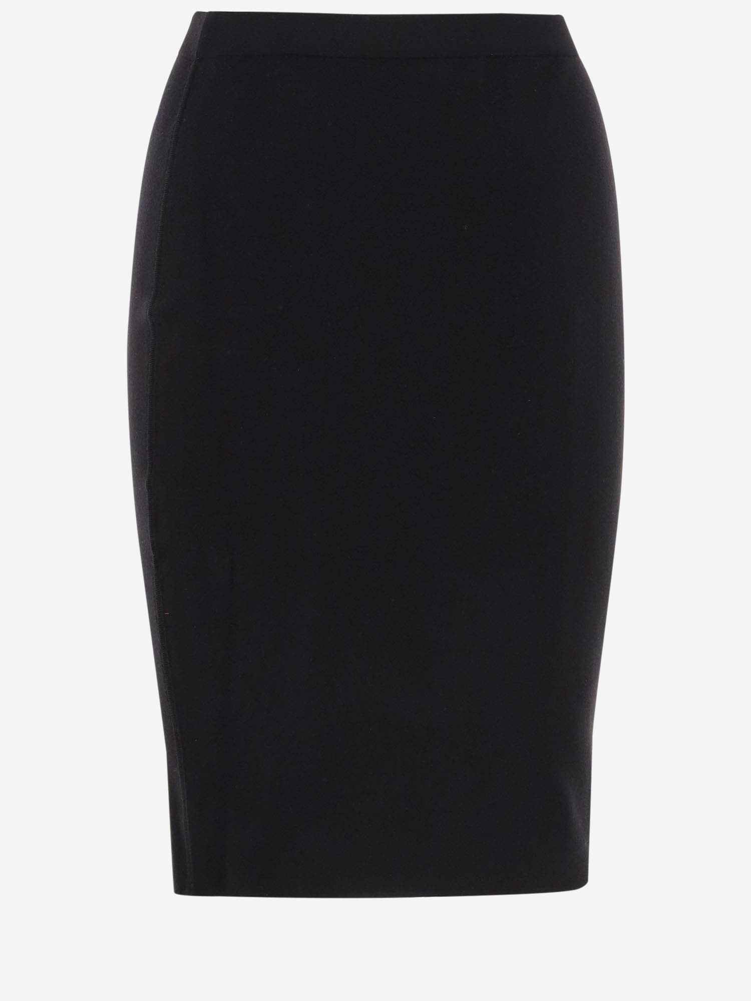 Shop Saint Laurent Wool Blend Pencil Skirt In Black