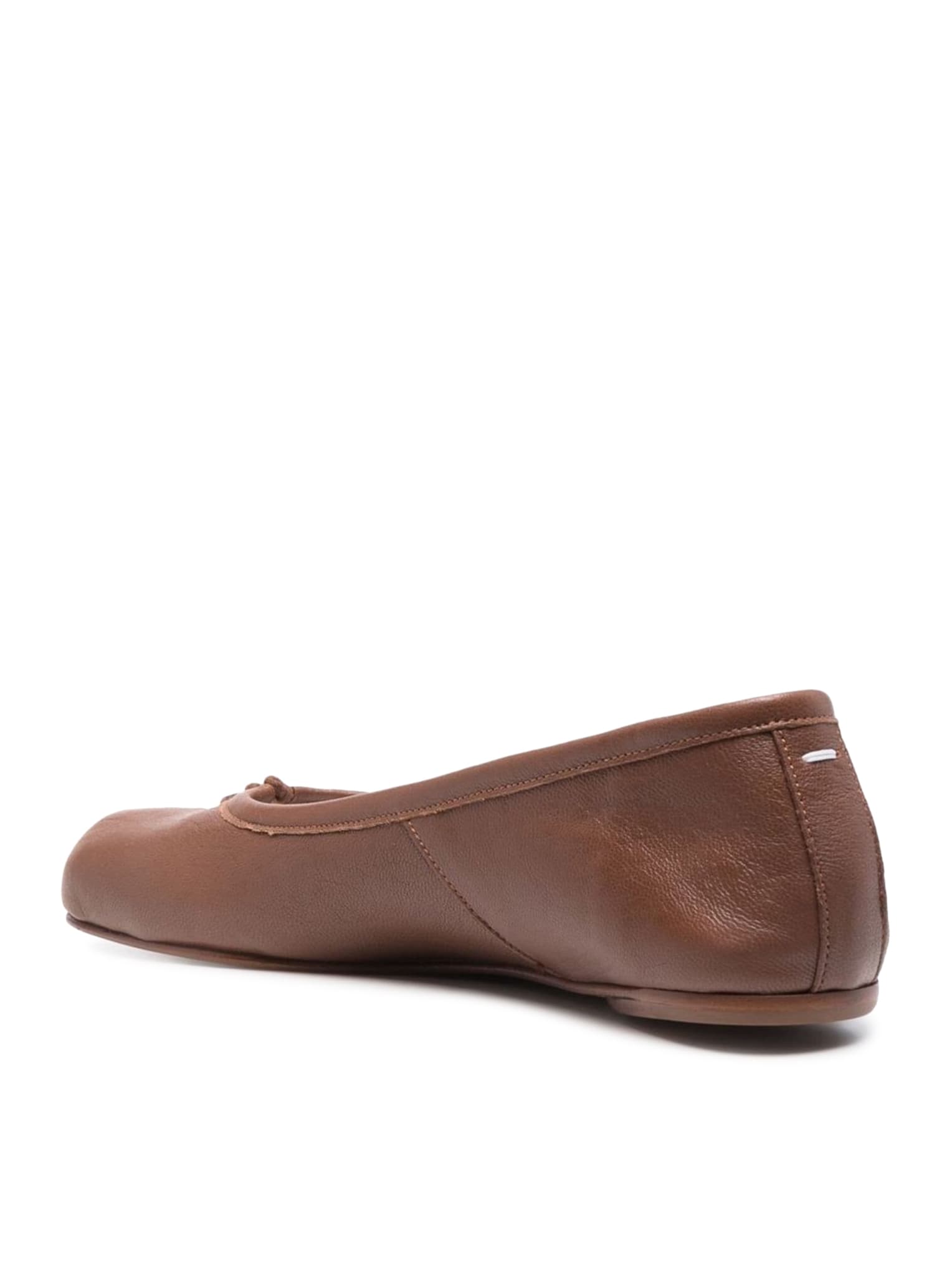 Shop Maison Margiela Tabi Ballerina Flat In Tobacco Brown