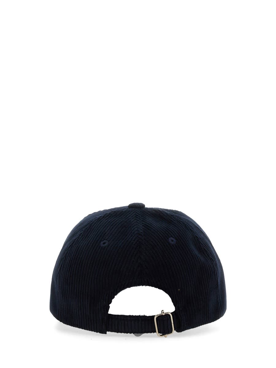 Apc Charlie Rue Madame Logo-print Cotton-corduroy Baseball Cap In Blue