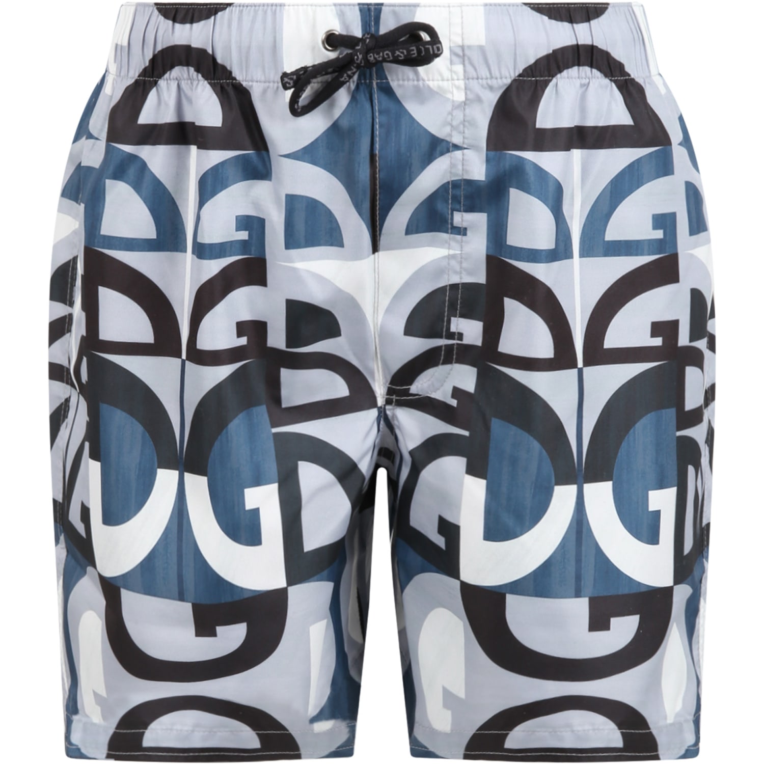 Dolce & Gabbana Light Blue Swimsuit For Boy With Logos