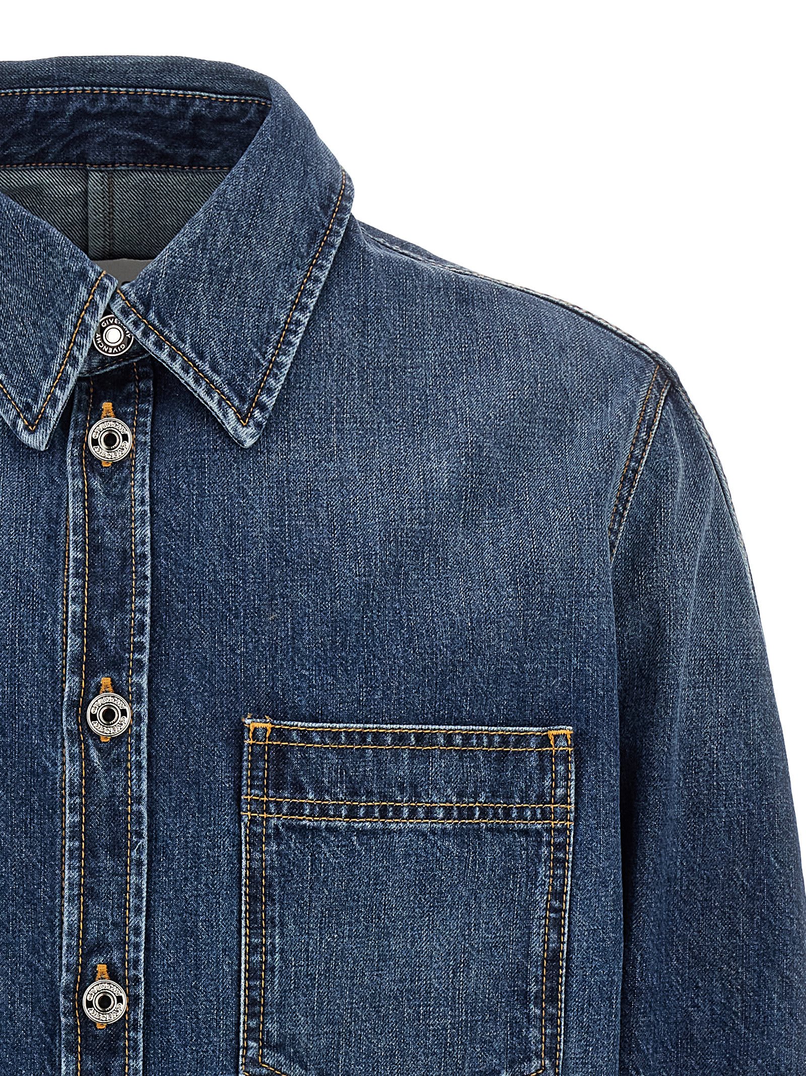 Givenchy Men Overshirt Denim Shirt In Blue