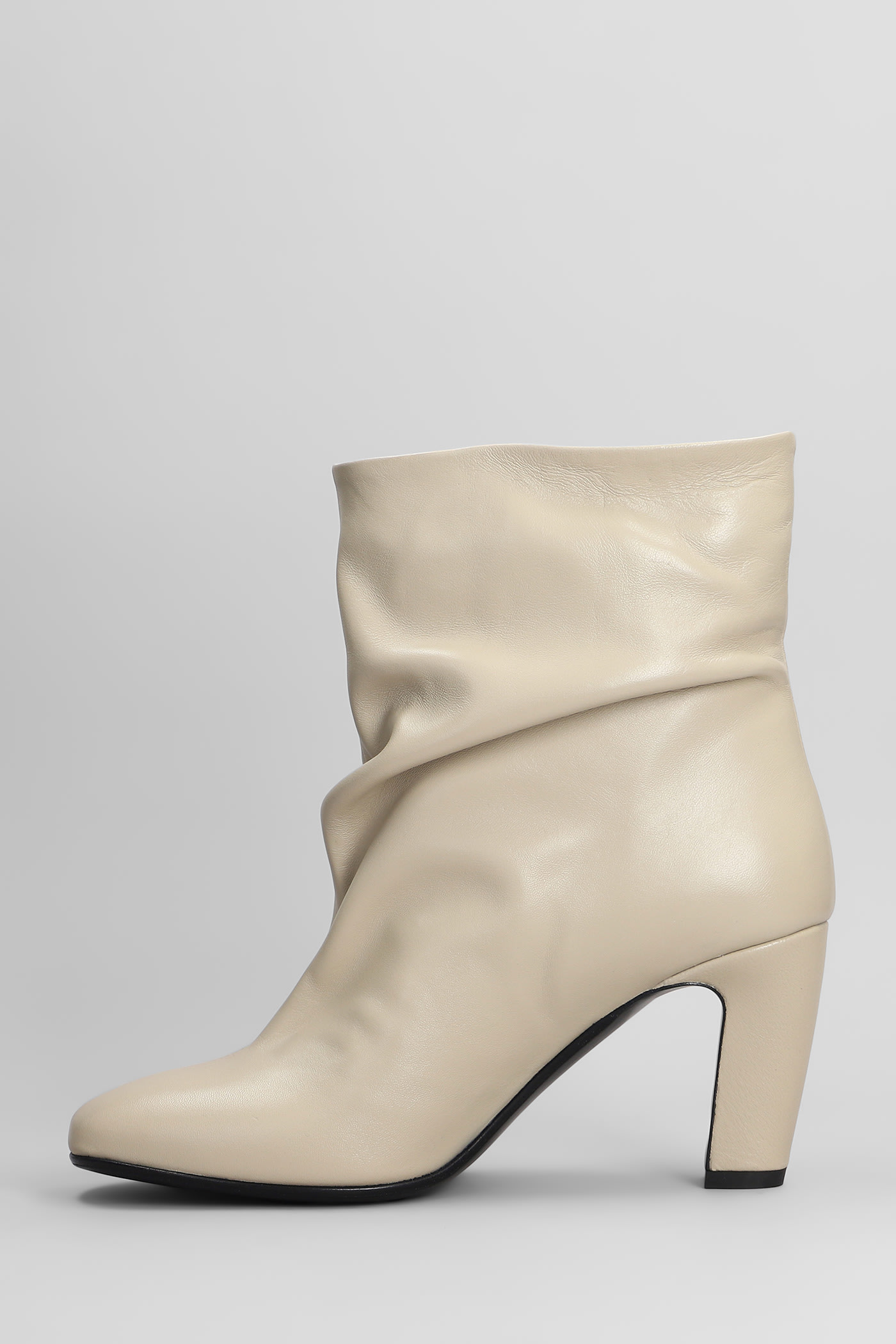 Strategia High Heels Ankle Boots In Beige Leather In Beige