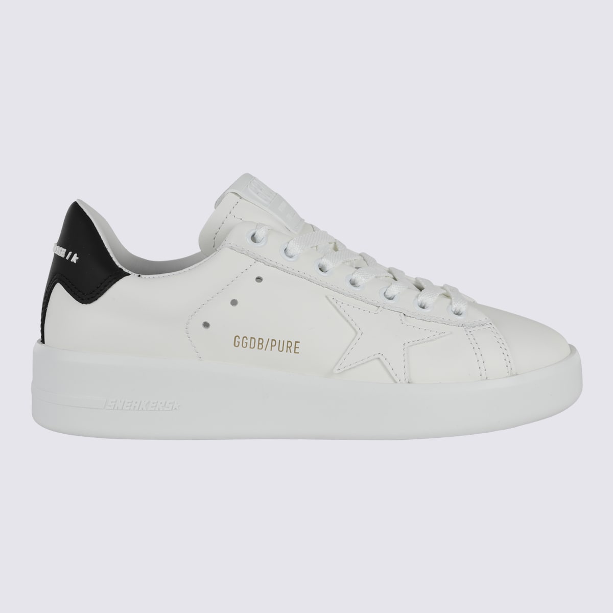 Shop Golden Goose White And Black Leather Sneakers