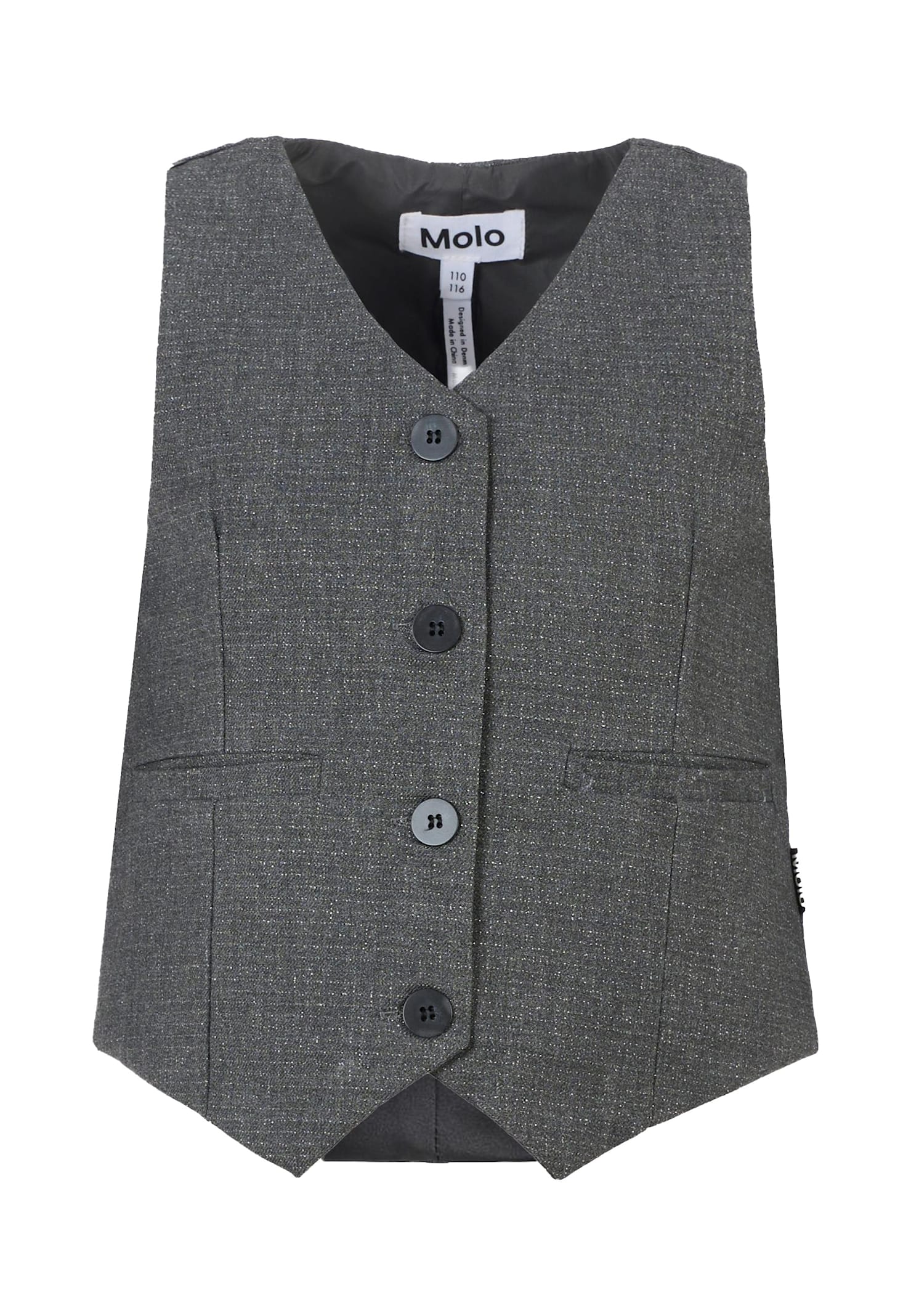 Molo Grey Waistcoat For Girl With Lurex In Gray