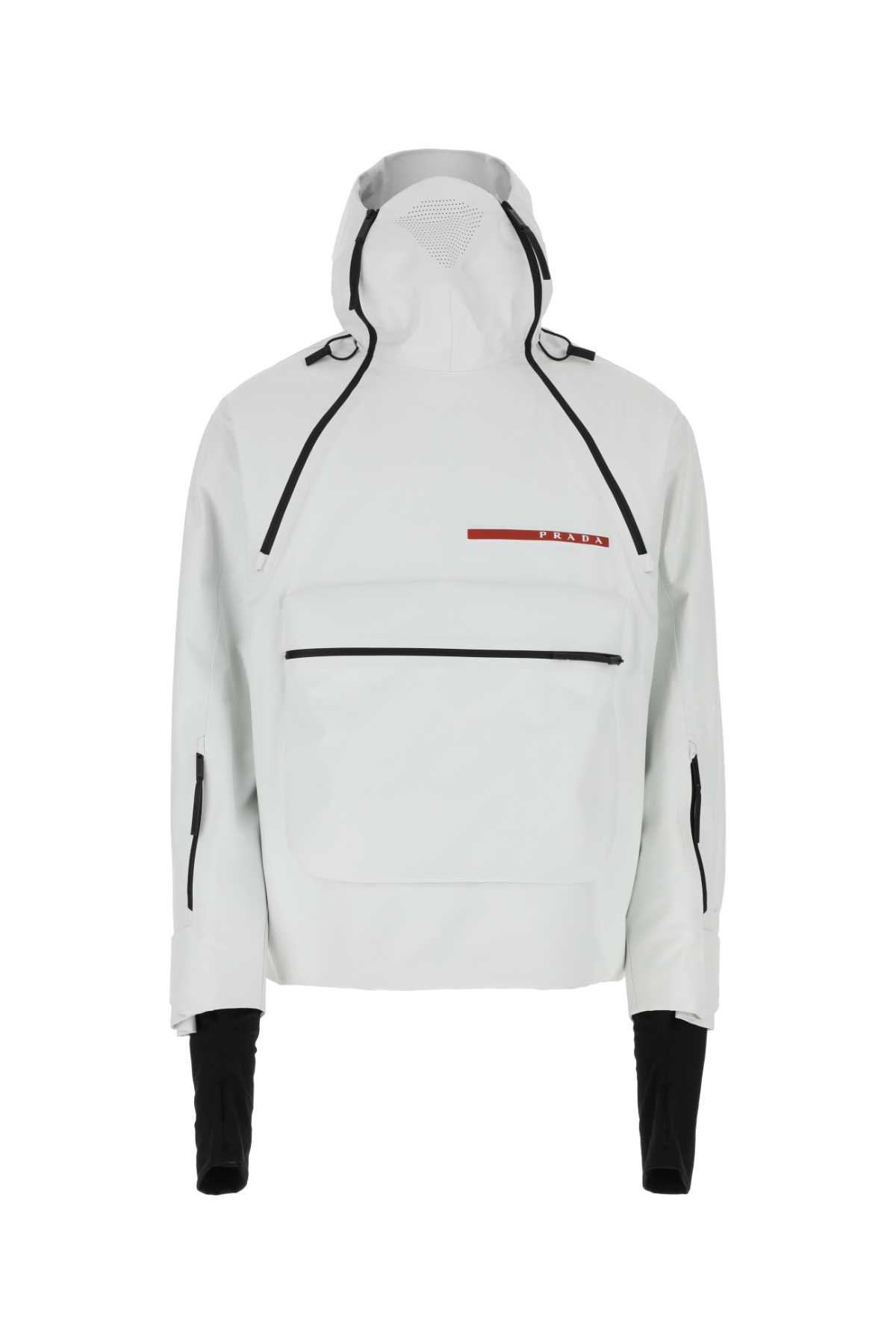 Shop Prada White Polyester Ski Jacket In Talco