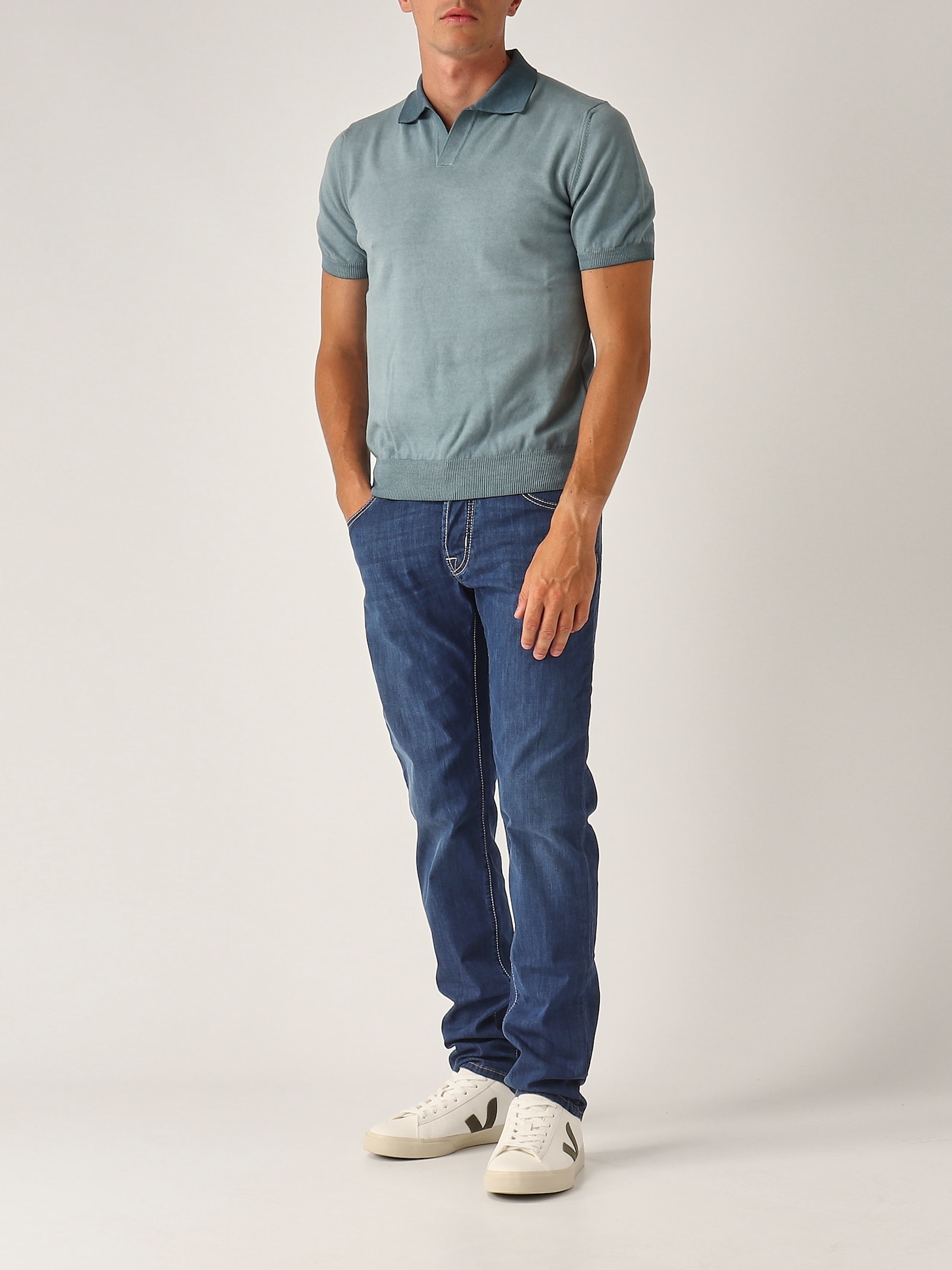 Altea Skipper M/c Cot. Rasato Con Balza Polo In Blue