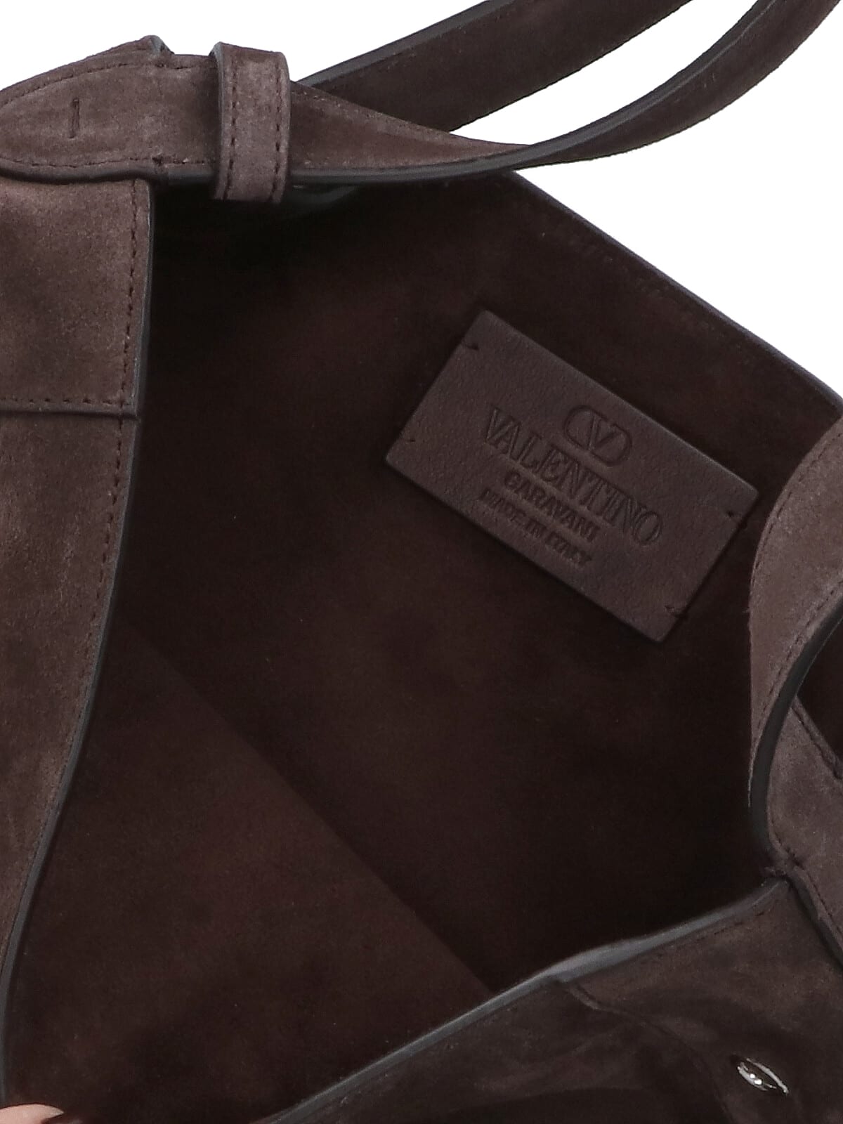 Valentino Fringed Suede Shoulder Bag With Adjustable Strap In Brown