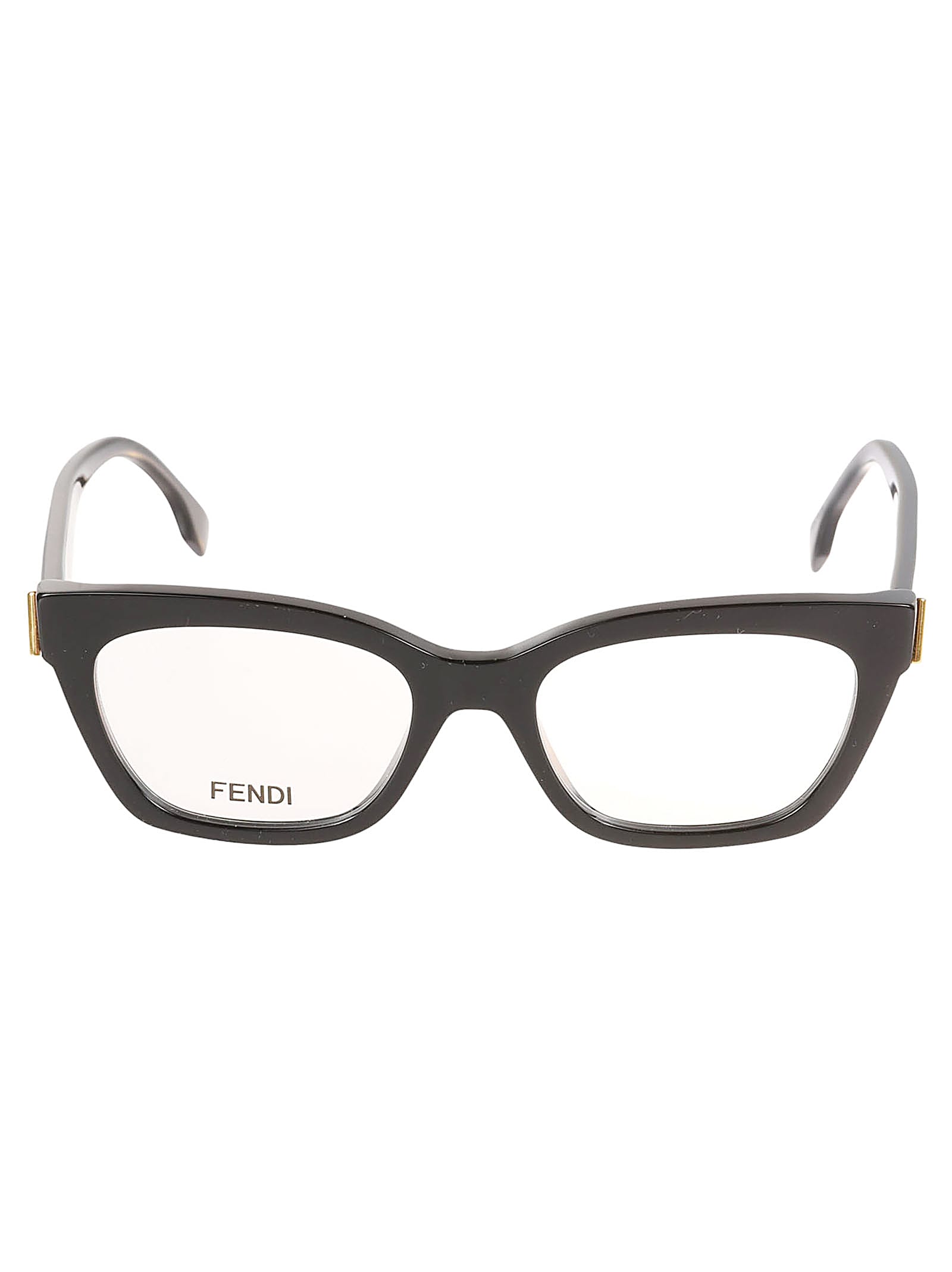 Shop Fendi Metal Logo Sided Glasses In 001 - Black