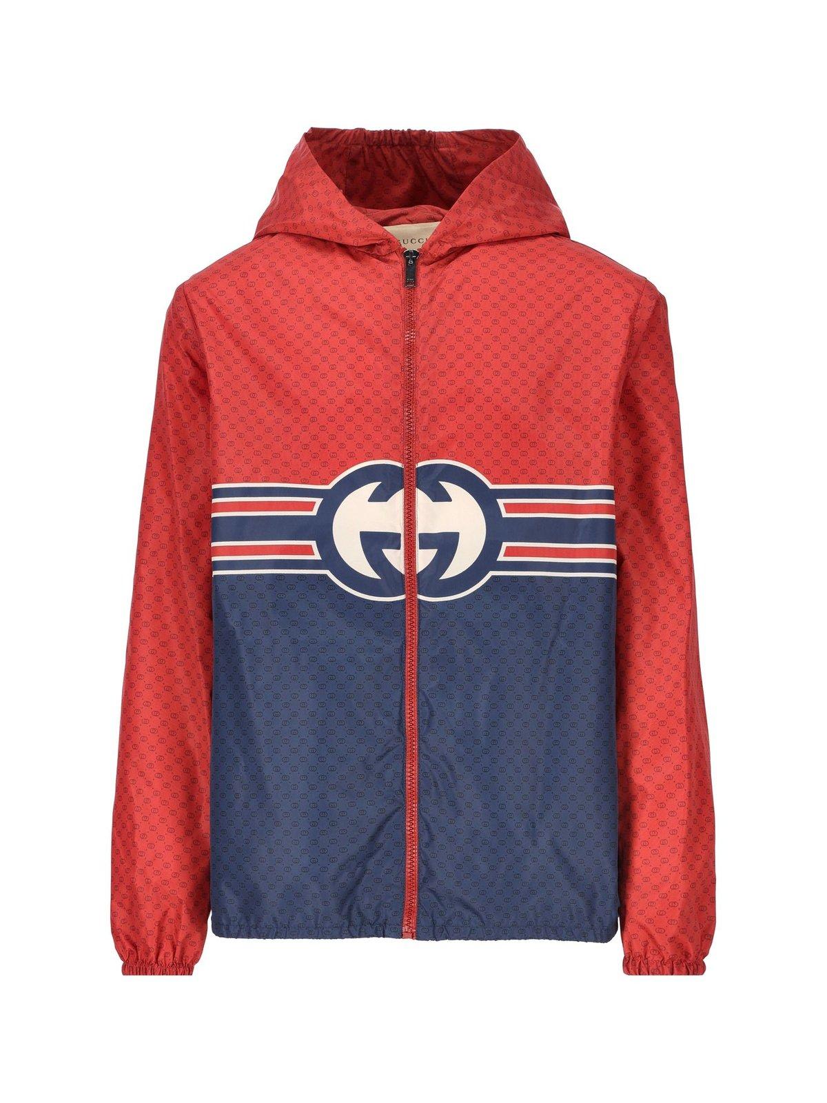 Shop Gucci Interlocking G Printed Zip-up Jacket In Rosso