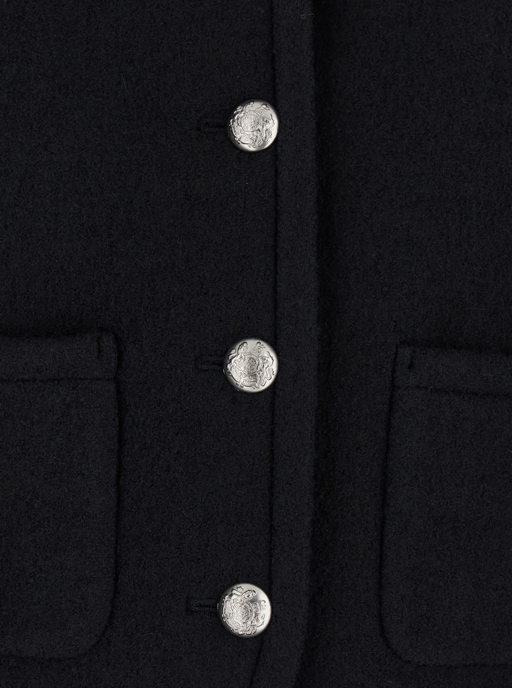 Dunst Cropped Black Tweed Jacket With Button Detailing In Black