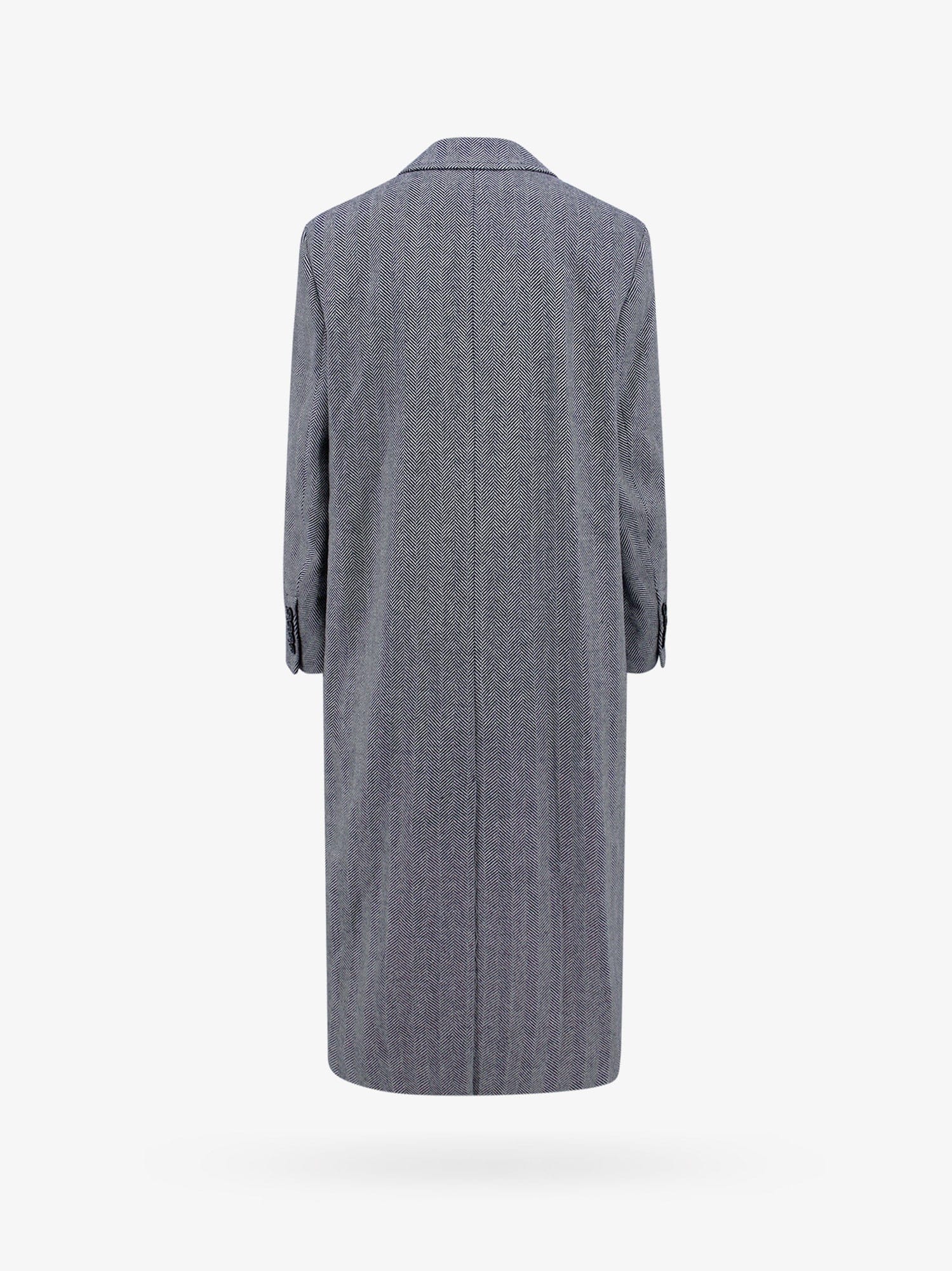 Ami Alexandre Mattiussi Ami Virgin Wool Coat With Herringbone Motif In Blue