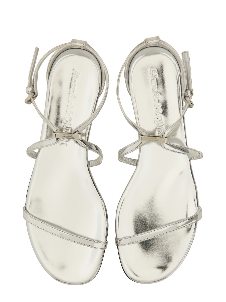 Shop Alexander Mcqueen Strappy Sandal In Silver