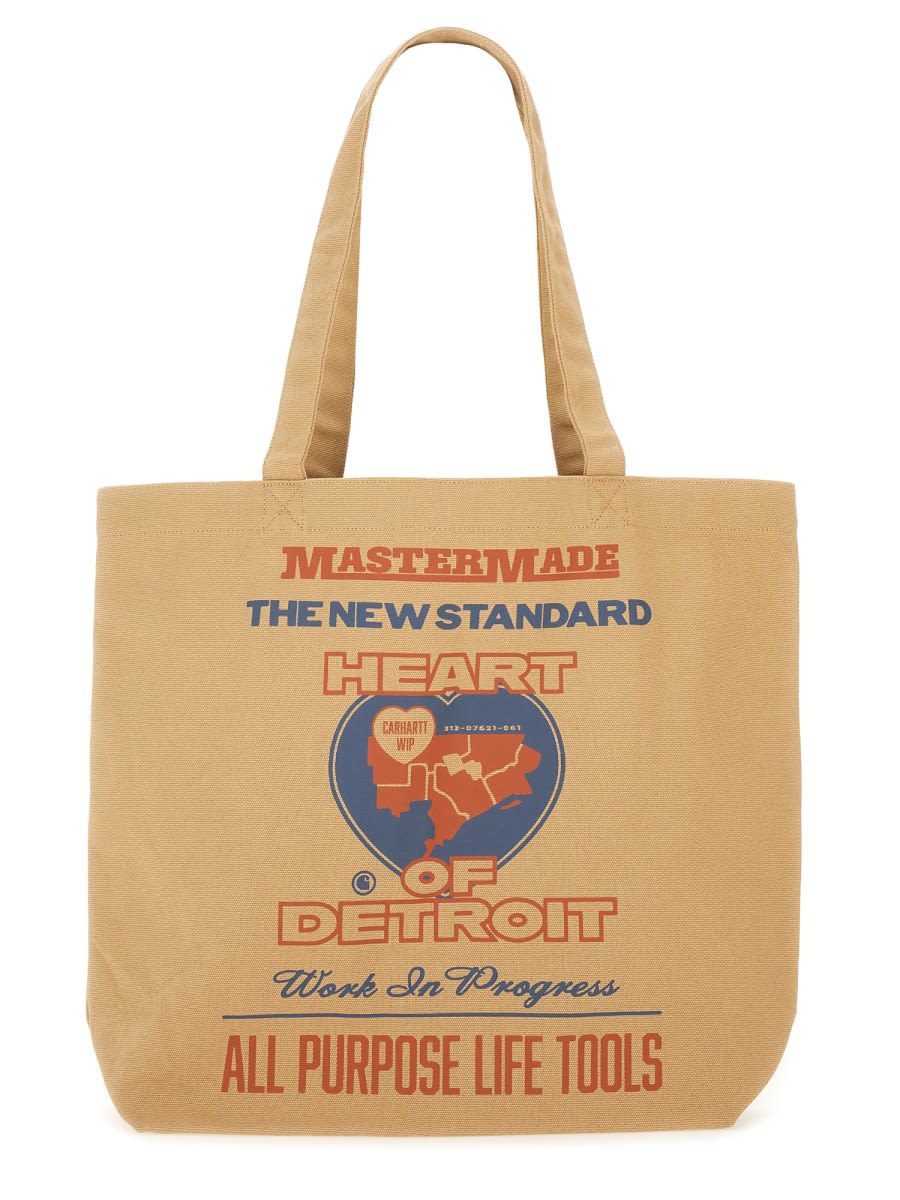 Carhartt Graphic Canvas Tote Bag In Brown