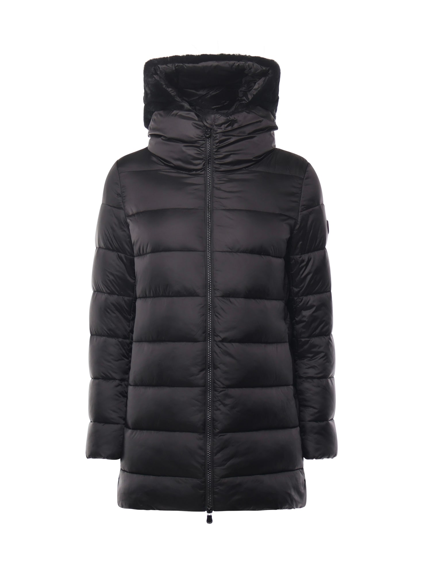 Save The Duck Jade Coat With High Collar In Black