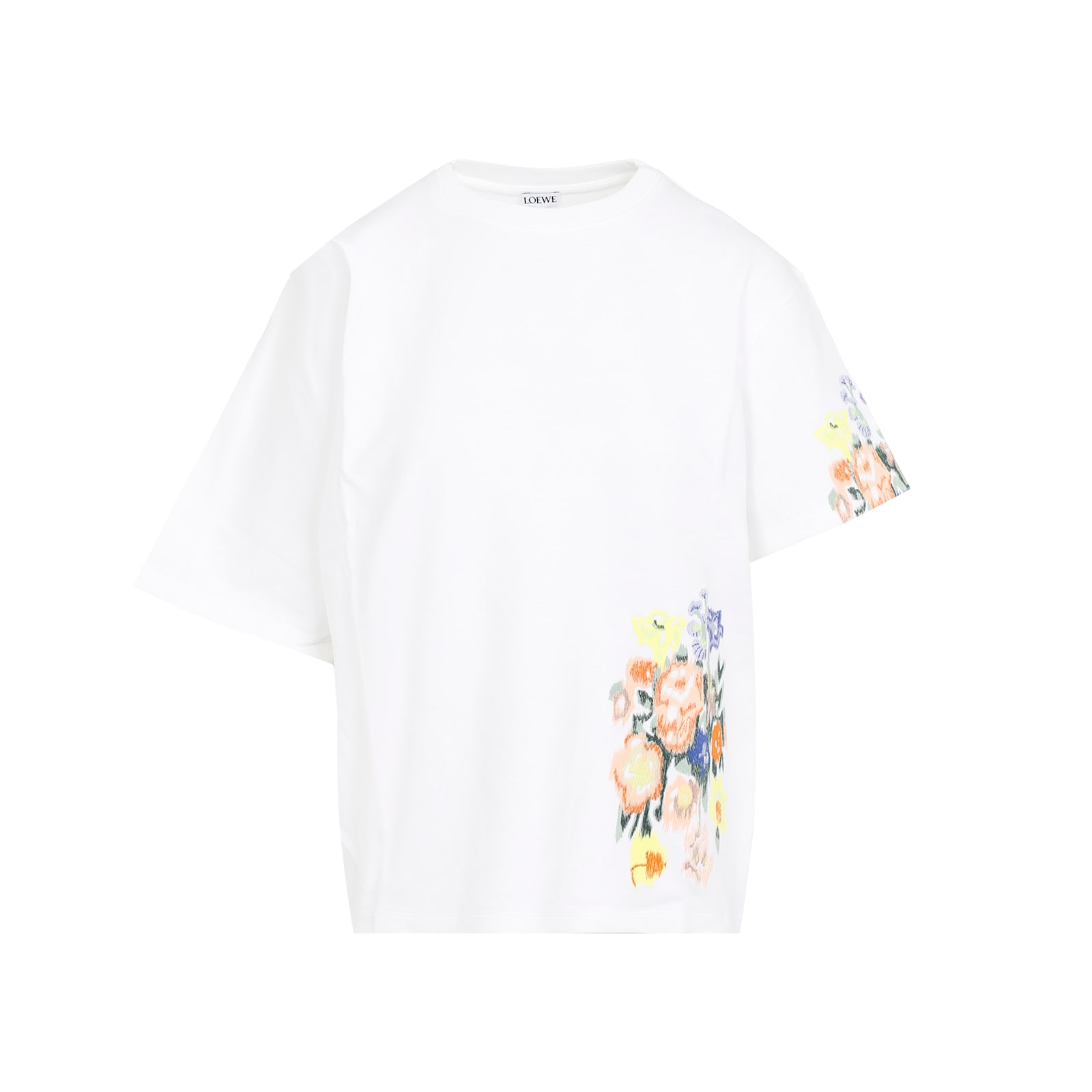 Shop Loewe Embroidered Draped T-shirt In White