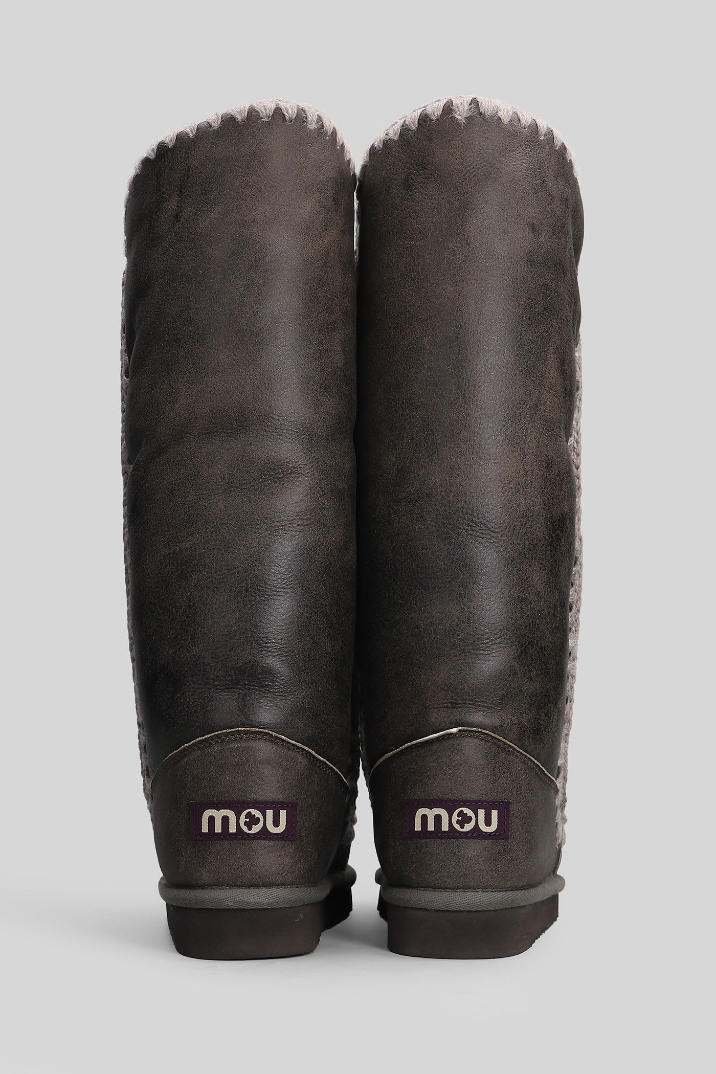 Mou Eskimo 40 Low Heels Boots In Brown Leather In Brown