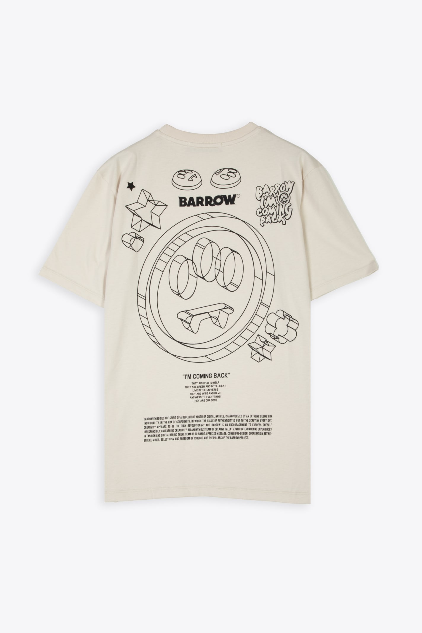 Shop Barrow Jersey T-shirt Unisex Off White T-shirt With Chest Logo And Back Print