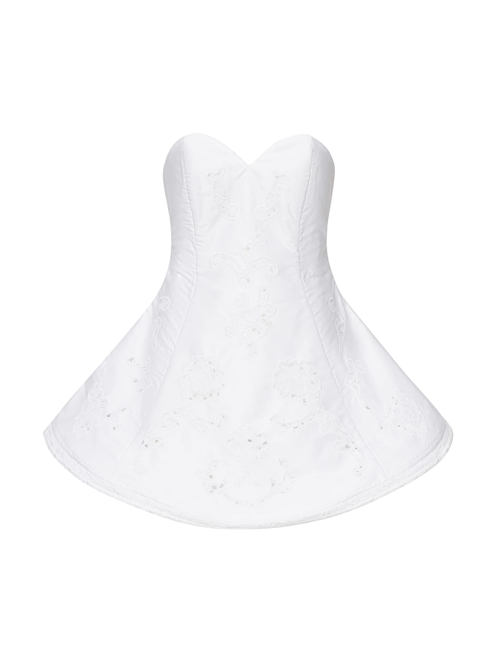 Magda Butrym Strapless Mini Dress In White Lace Poplin